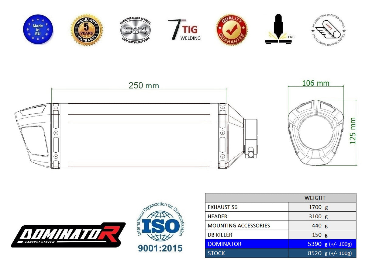 Dominator full exhaust system for CF MOTO 675 SR-R 2024-2026 (race use)