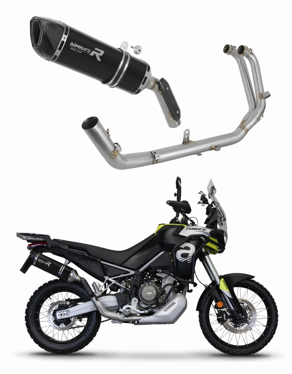 Aprilia Tuareg 660 2021 - 2023 Full Exhaust System Collector Silencer HP6 BLACK + dB killer medium 20 m.
