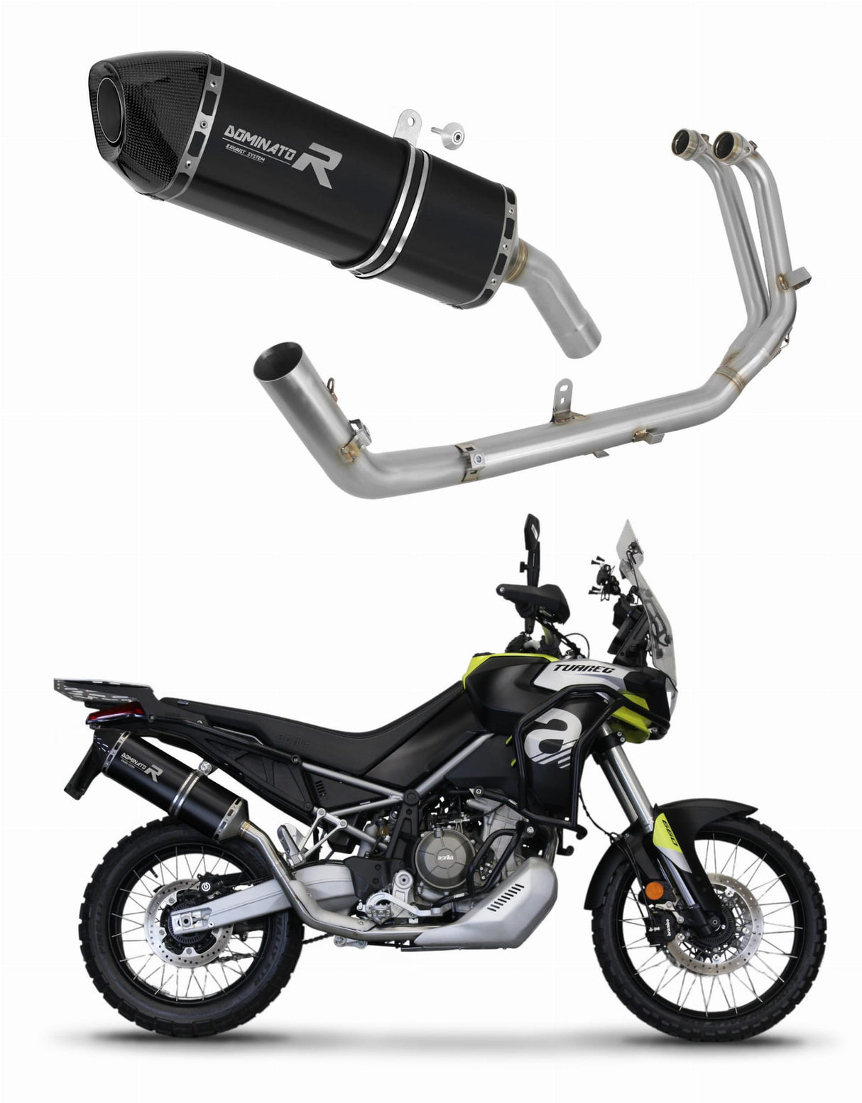 Aprilia Tuareg 660 2021 - 2023 Full Exhaust System Collector Silencer HP7 BLACK + dB killer medium 20 m.