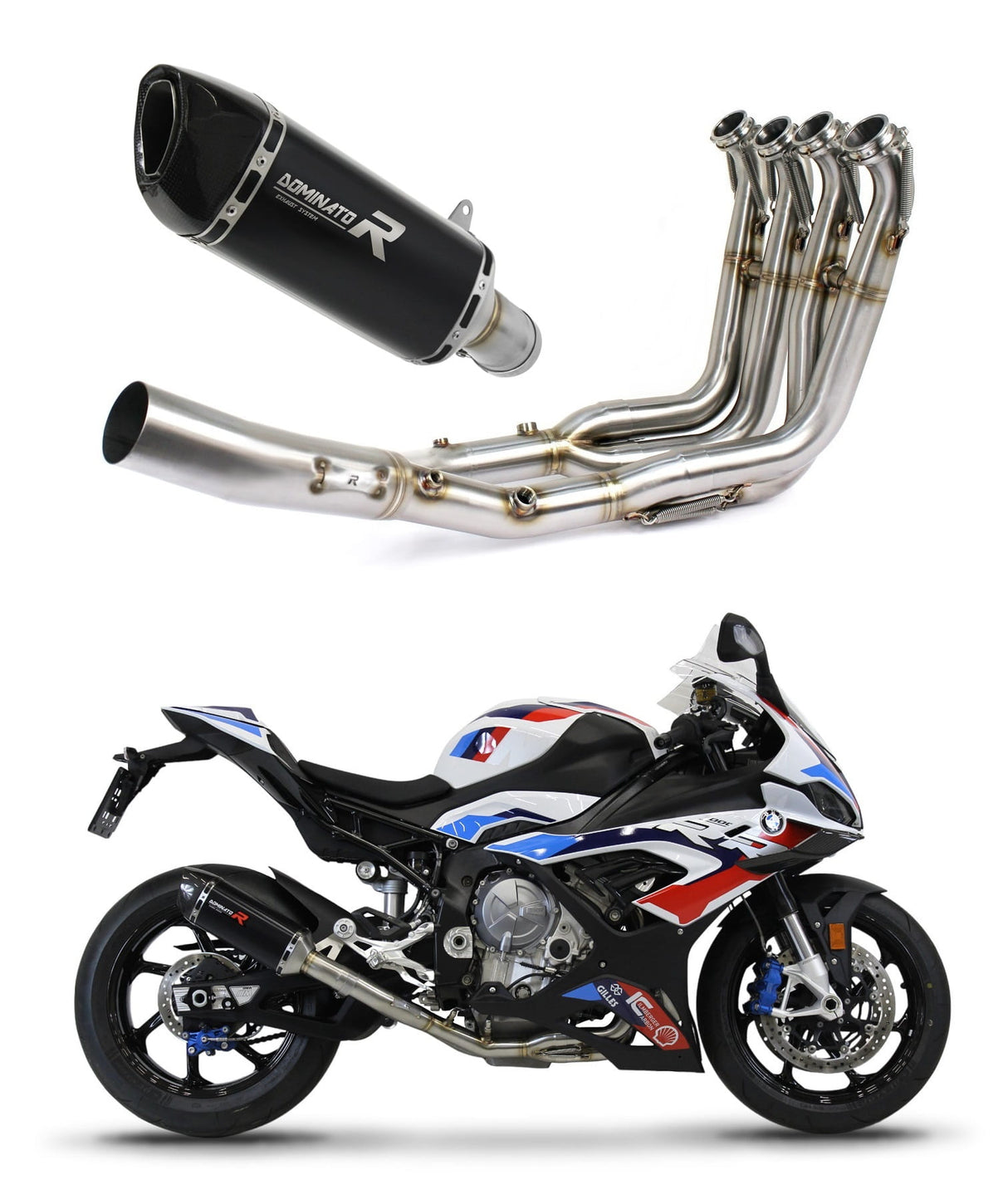 BMW M1000RR 2021 - 2022 Full Exhaust System Collector Silencer HP6 BLACK + dB killer medium 20 m.