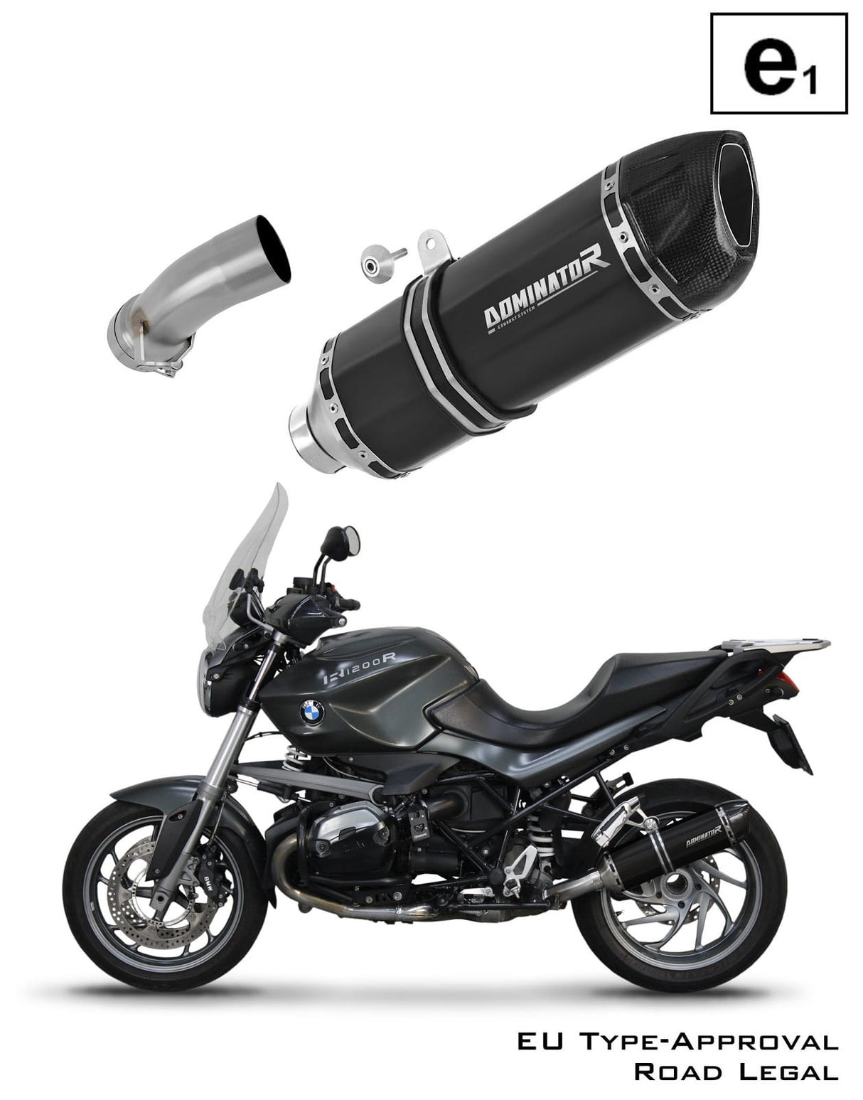 BMW R1200R 2010 - 2014 EU Approved Exhaust Silencer HP1 BLACK 20 m.