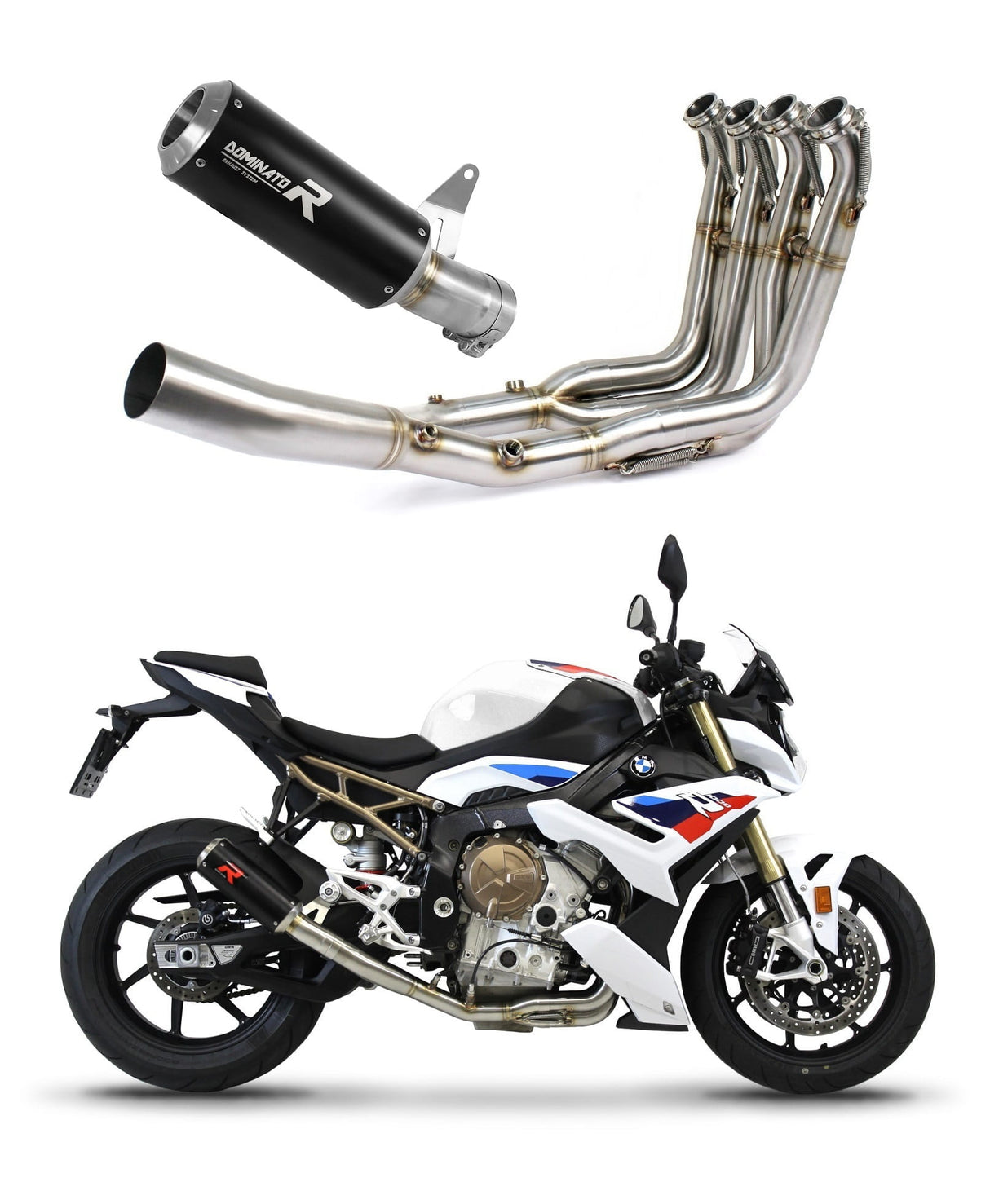BMW S1000R 2021 - 2023 Full Exhaust System Collector Silencer GP BLACK + dB killer medium 20 m.
