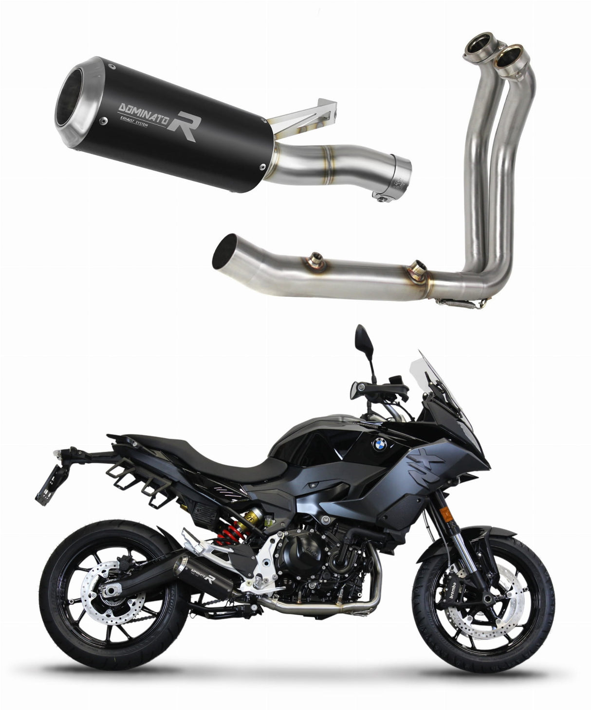 BMW F900XR 2020 - 2023 Full Exhaust System Collector Silencer GP BLACK + dB killer medium 20 m.