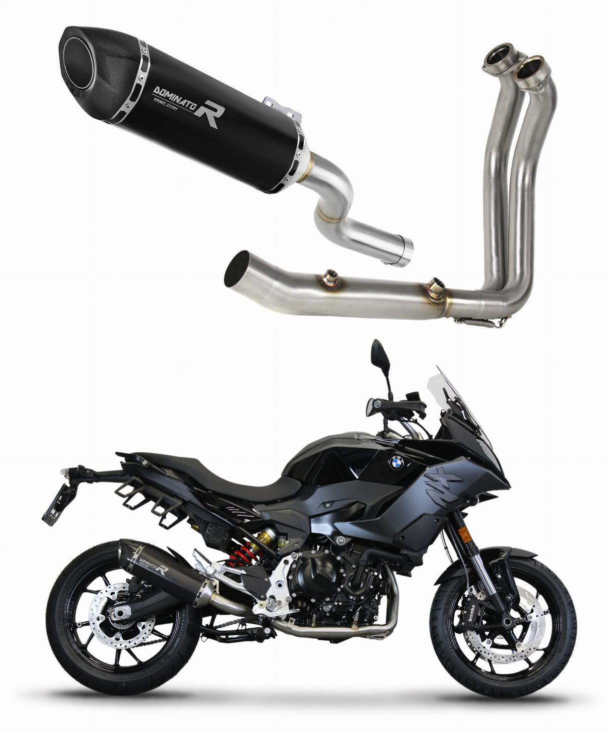BMW F900XR 2020 - 2023 Full Exhaust System Collector Silencer HP5 BLACK + dB killer medium 20 m.
