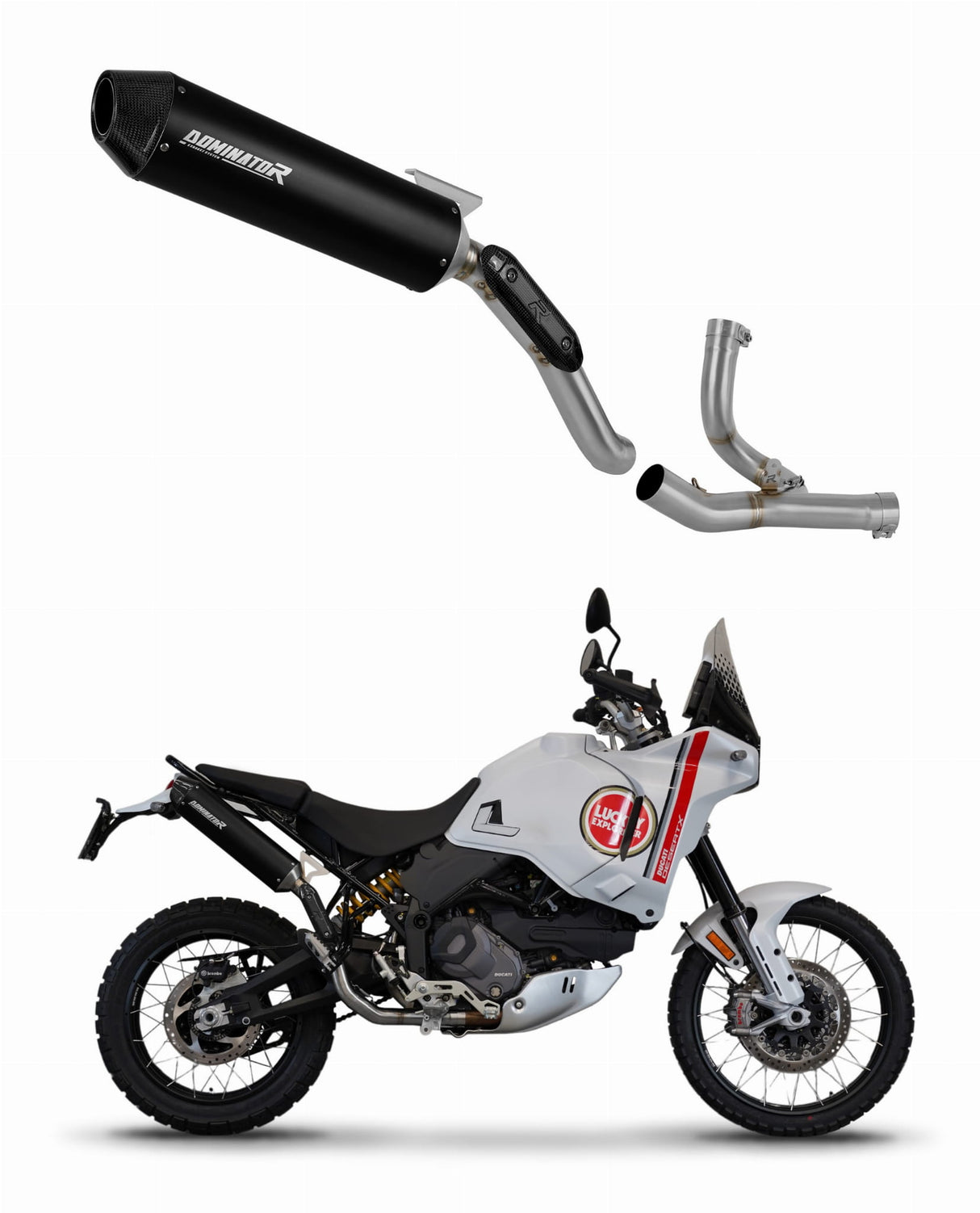 Ducati Desert X 2022 - 2023 Exhaust System Collector Silencer MX2 BLACK + dB killer 20 m.