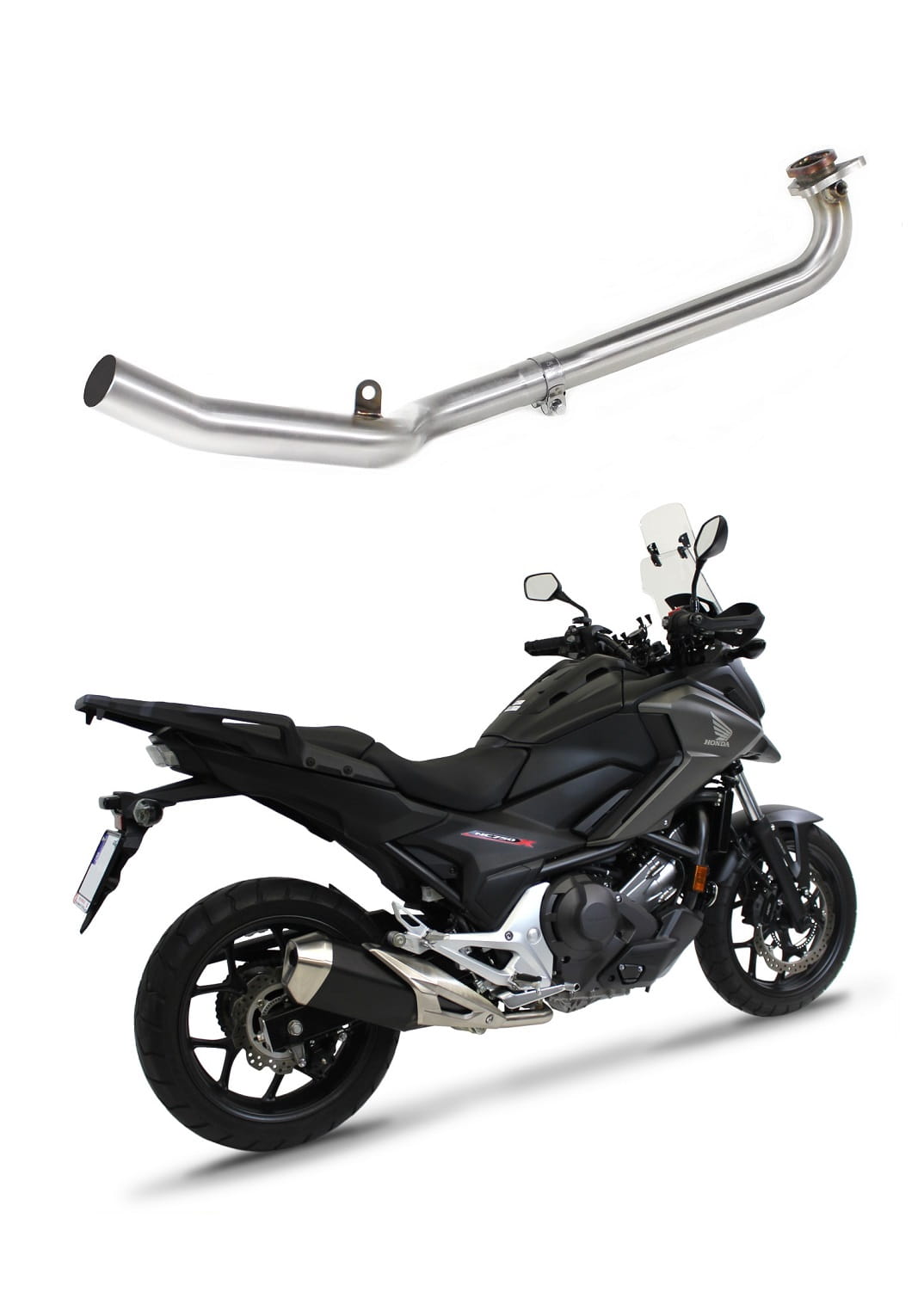 Dominator decat / link pipe for NC 700 / 750 S Cat Eliminator Header pipe collector manifold (race use)