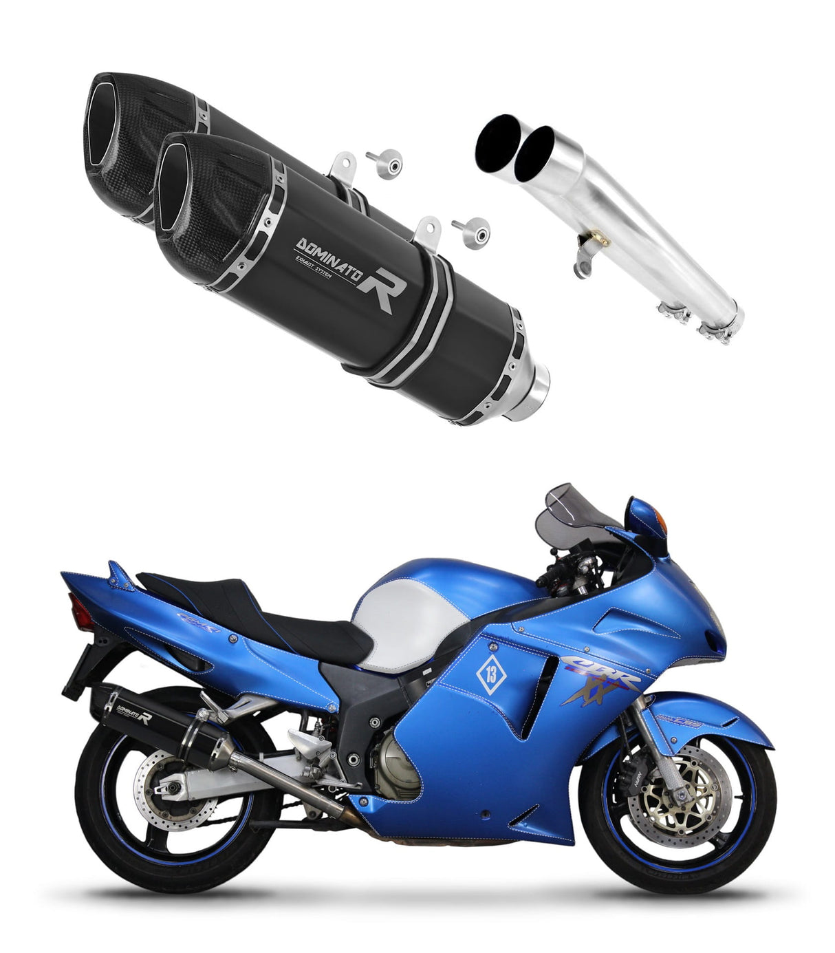 Honda CBR 1100 XX 1996 - 2006 Exhaust Silencer Muffler HP1 BLACK + dB killer medium 19 m.