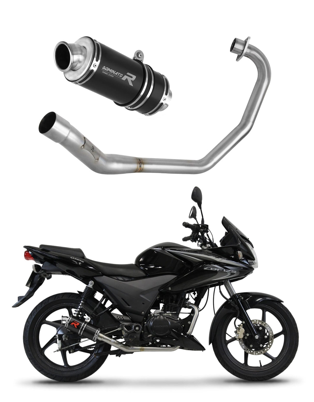 Honda CBF 125 2009 - 2014 Full Exhaust System Collector Silencer GP1 BLACK + dB killer medium 20 m.