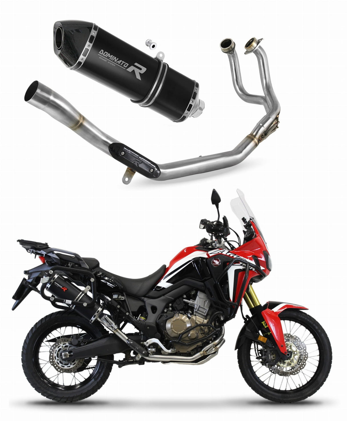 Honda CRF 1000L Africa Twin 2016 - 2019 Full Exhaust System Collector Silencer HP7 BLACK + dB killer medium 20 m.