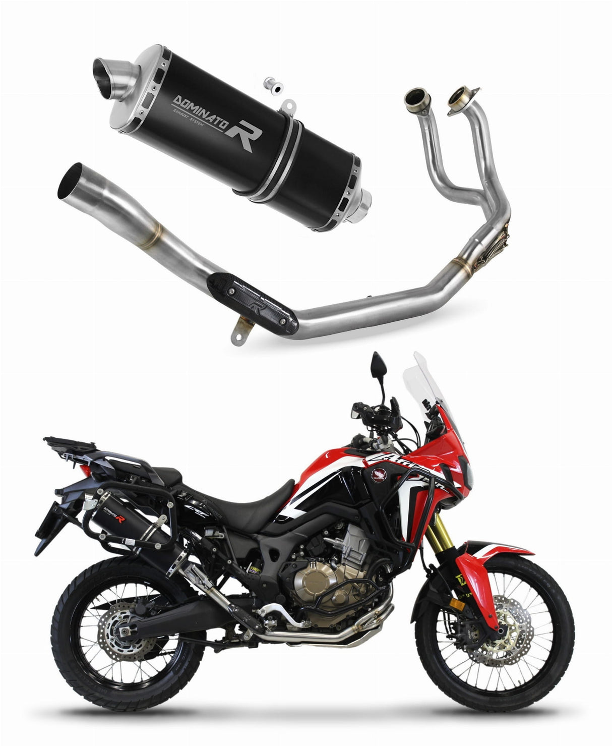 Honda CRF 1000L Africa Twin 2016 - 2019 Full Exhaust System Collector Silencer P7 BLACK + dB killer medium 20 m.