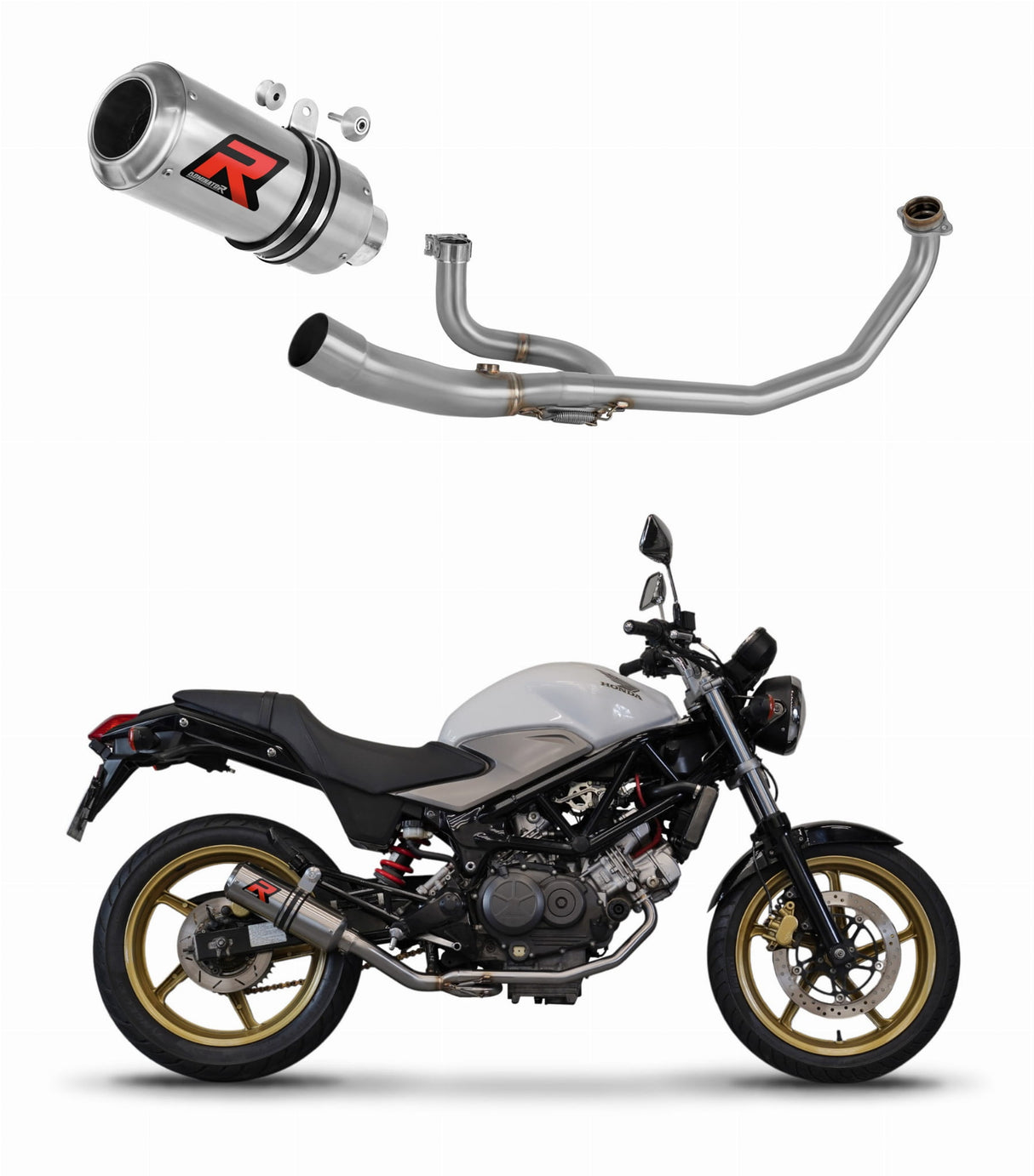 Honda VTR 250 2009 - 2015 Full Exhaust System Collector Silencer GP + dB killer 20 m.