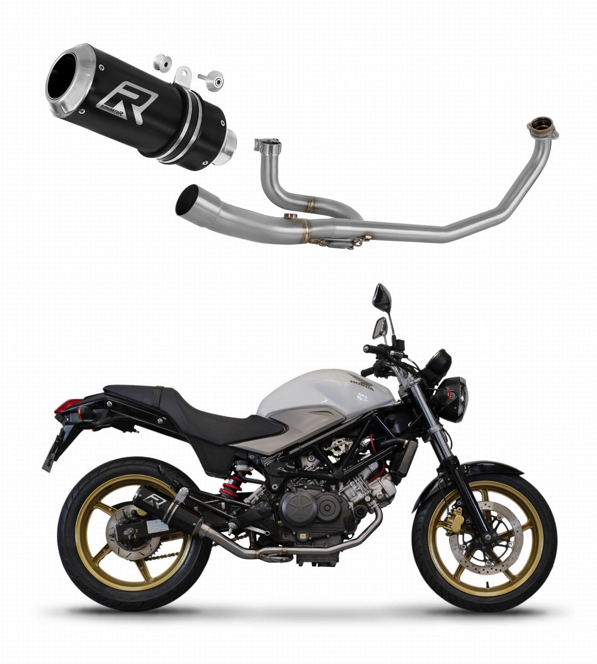 Honda VTR 250 2009 - 2015 Full Exhaust System Collector Silencer GP BLACK + dB killer 20 m.