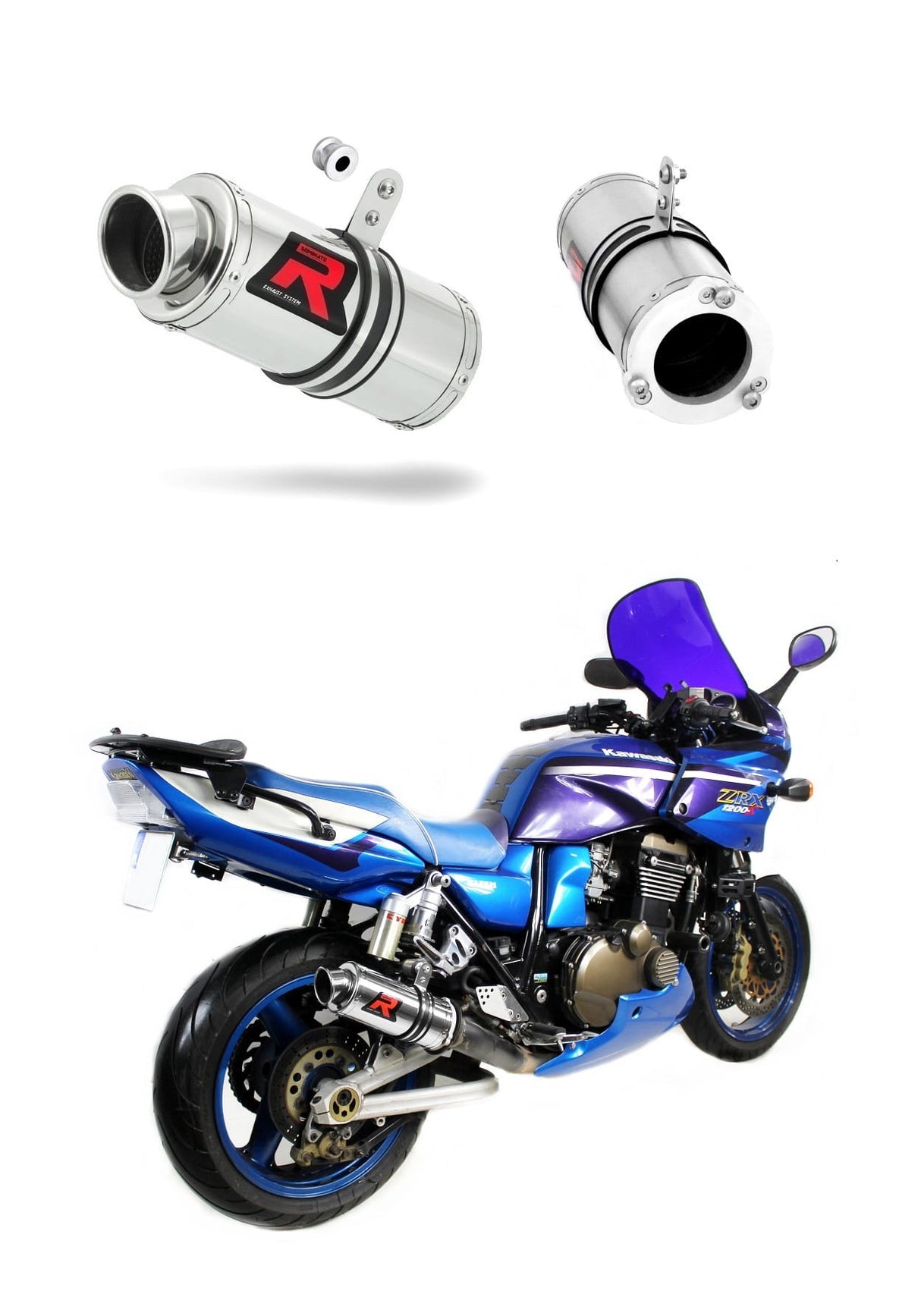 Kawasaki ZRX 1200 2001 - 2007 Exhaust Silencer Muffler GP1 + dB killer medium 20 m.