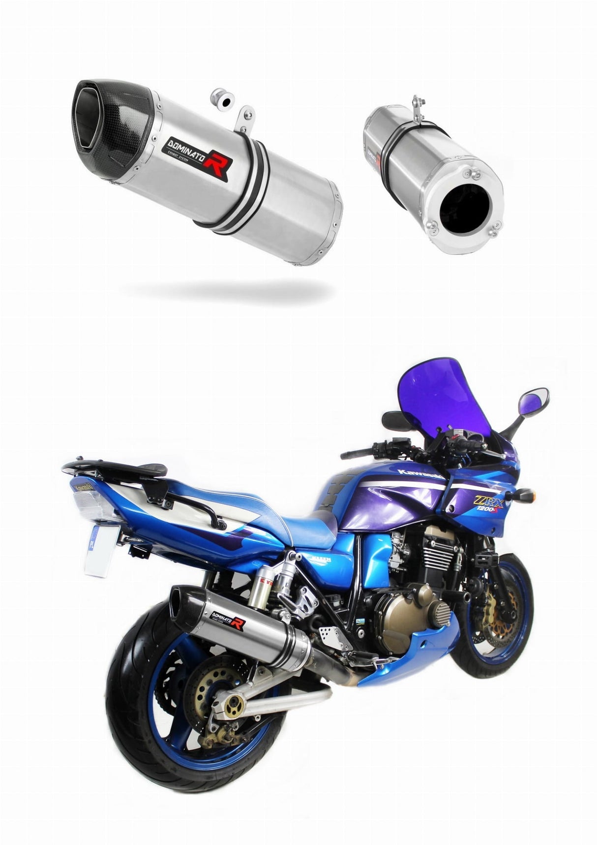 Kawasaki ZRX 1200 2001 - 2007 Exhaust Silencer Muffler HP1 + dB killer medium 20 m.