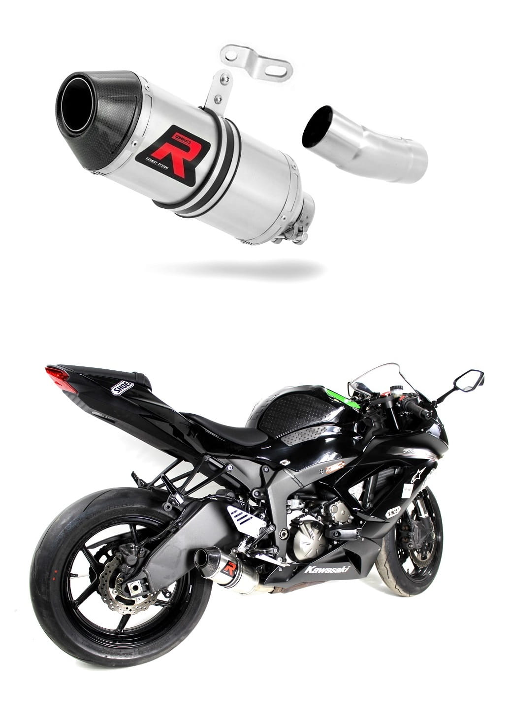 Kawasaki ZX6R 636 2009 - 2024 Low Level Exhaust Silencer Muffler HP3 + dB killer medium 20 m.