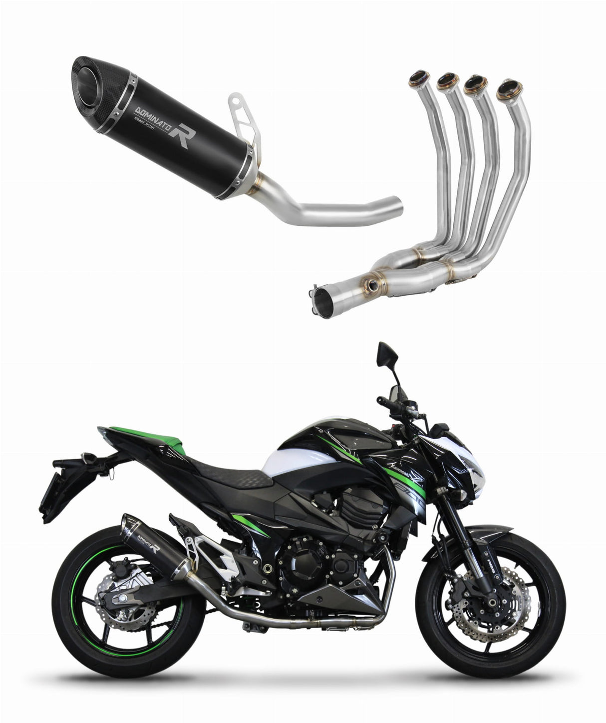 Kawasaki Z800 2013 - 2016 Full Exhaust System Collector Silencer HP8 BLACK + dB killer medium 20 m.