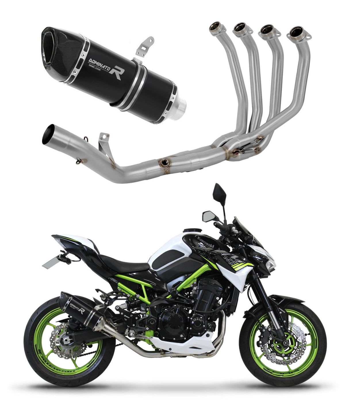 Kawasaki Z 900 2020 - 2024 Full Exhaust System Collector Silencer HP6 BLACK + dB killer medium 20 m.
