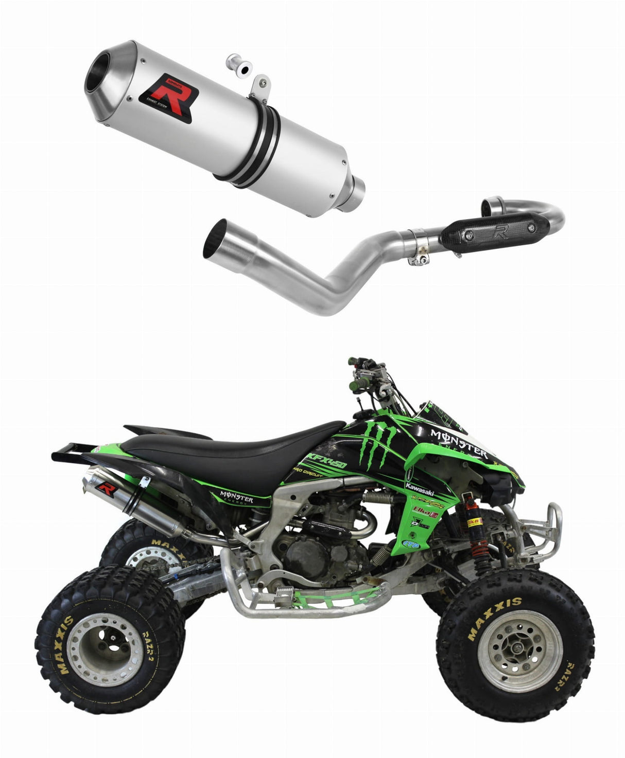 Kawasaki KFX 450 2008 - 2014 Full Exhaust System Collector Silencer MX + dB killer medium 20 m.