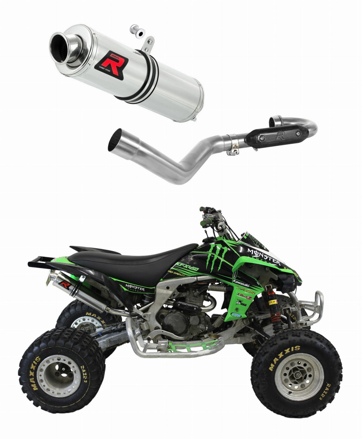 Kawasaki KFX 450 2008 - 2014 Full Exhaust System Collector Silencer GP1 + dB killer medium 20 m.