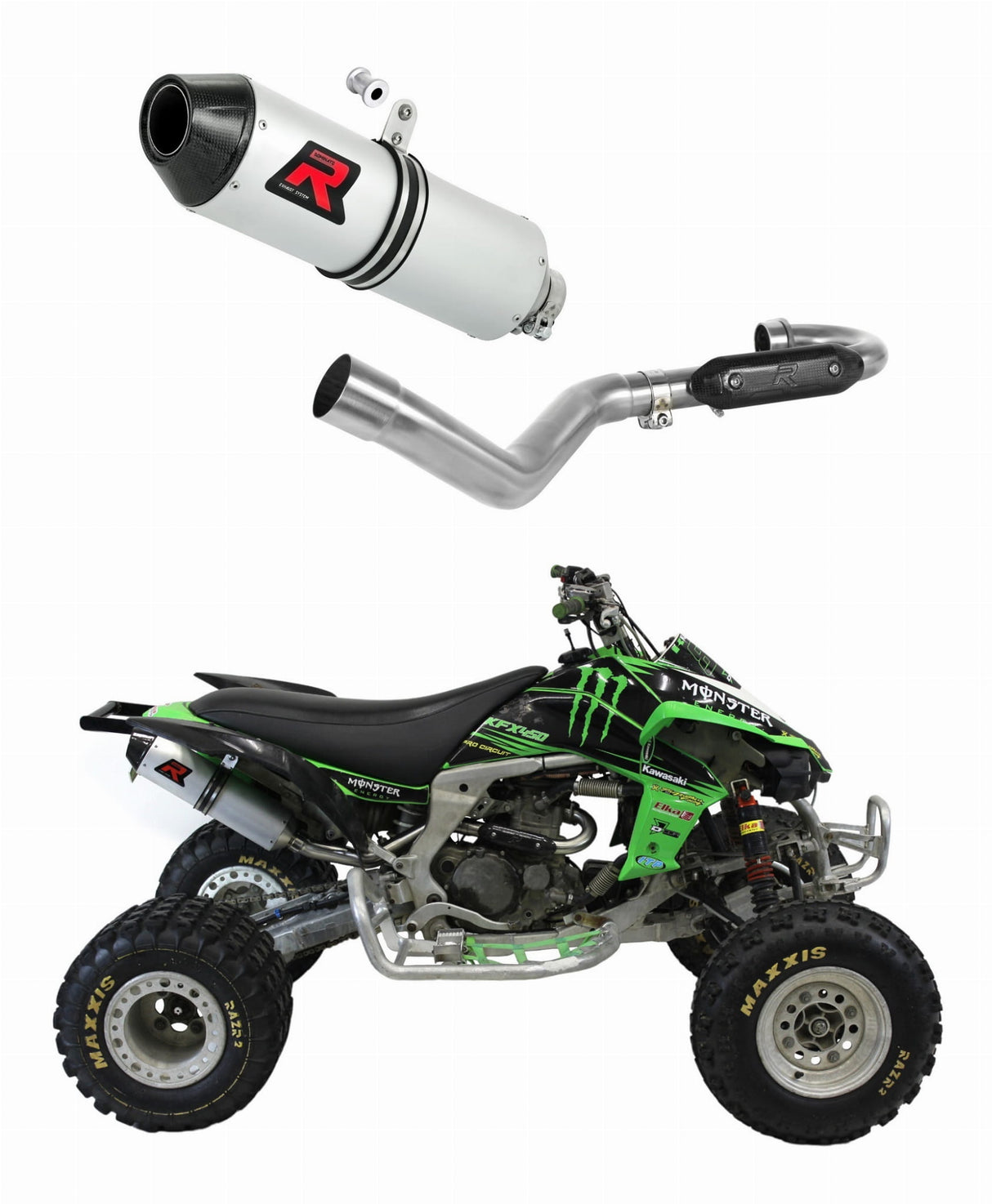 Kawasaki KFX 450 2008 - 2014 Full Exhaust System Collector Silencer MX2 + dB killer medium 20 m.
