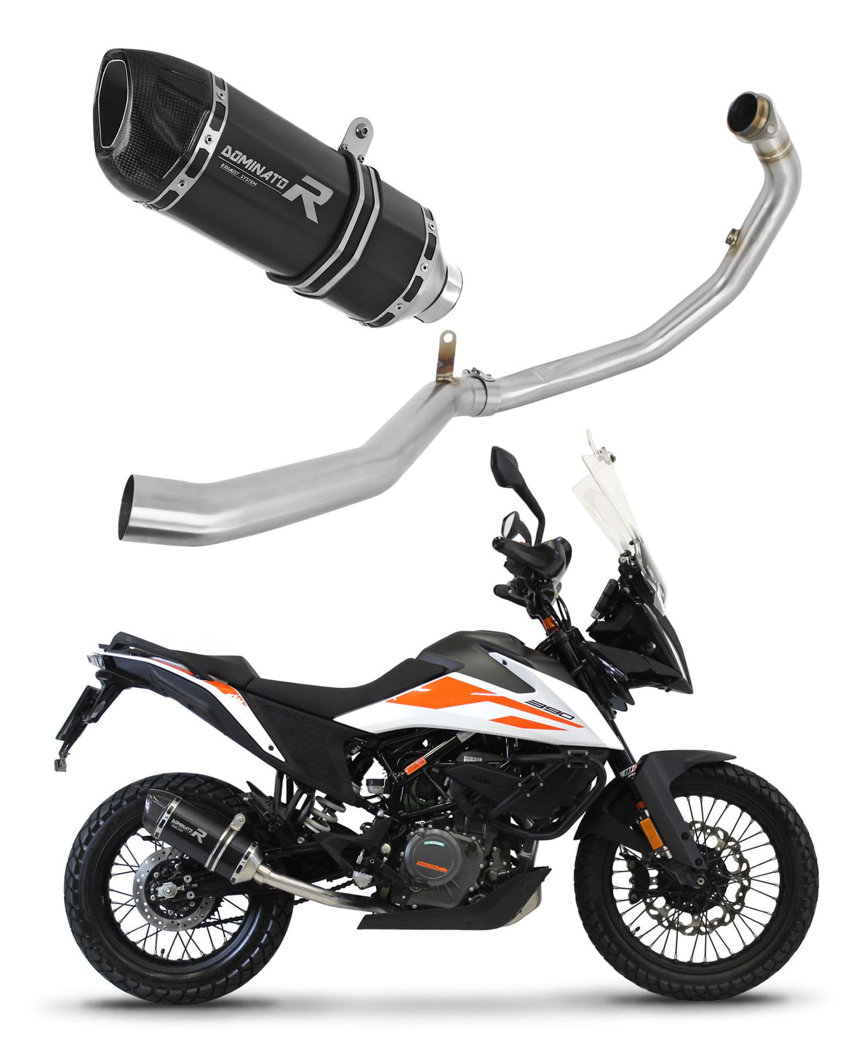 KTM 390 Adventure 2020 - 2024 Full Exhaust System Collector Silencer HP1 BLACK + dB killer medium 20 m.
