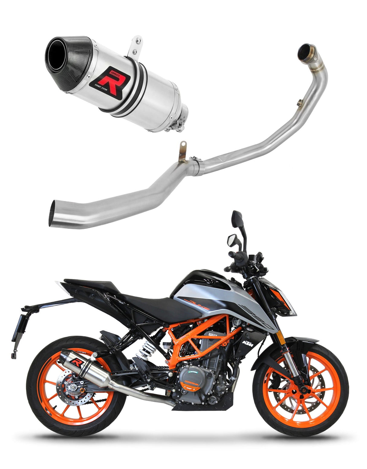 KTM 390 Duke 2021 - 2023 Full Exhaust System Collector Silencer HP3 + dB killer medium 20 m.