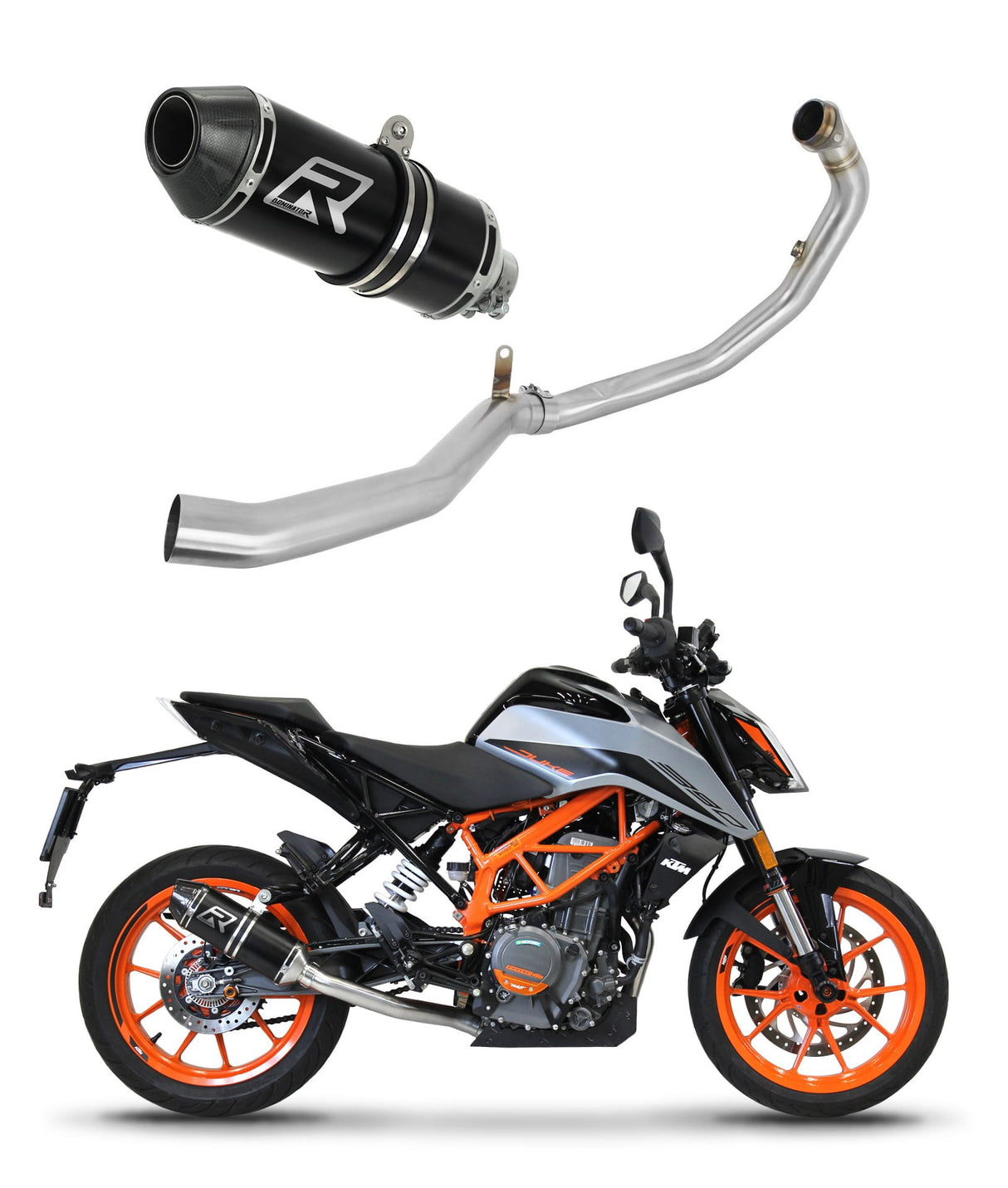 KTM 390 Duke 2021 - 2023 Full Exhaust System Collector Silencer HP3 BLACK + dB killer medium 20 m.