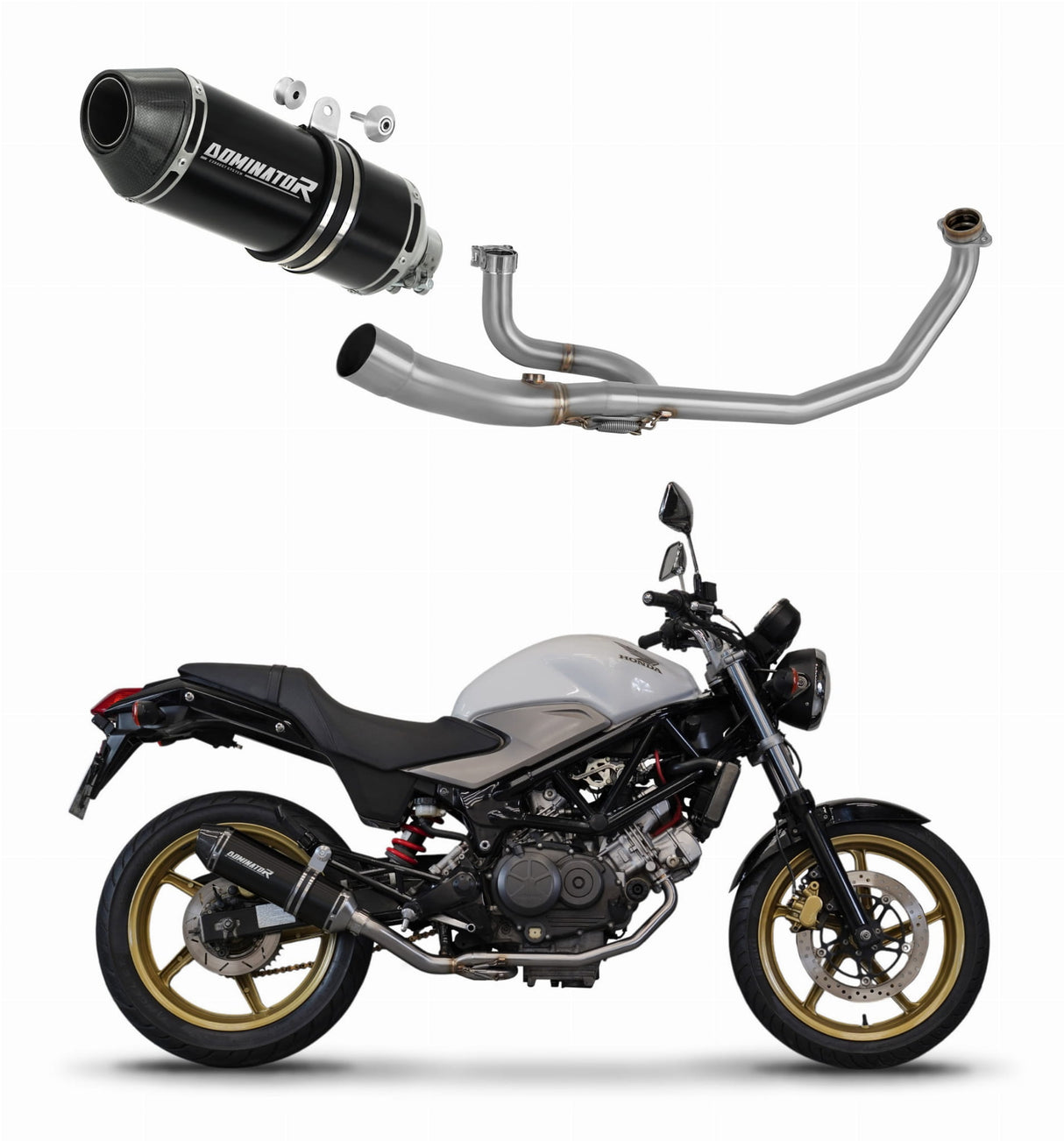 Honda VTR 250 2009 - 2015 Full Exhaust System Collector Silencer HP3 BLACK + dB killer 20 m.
