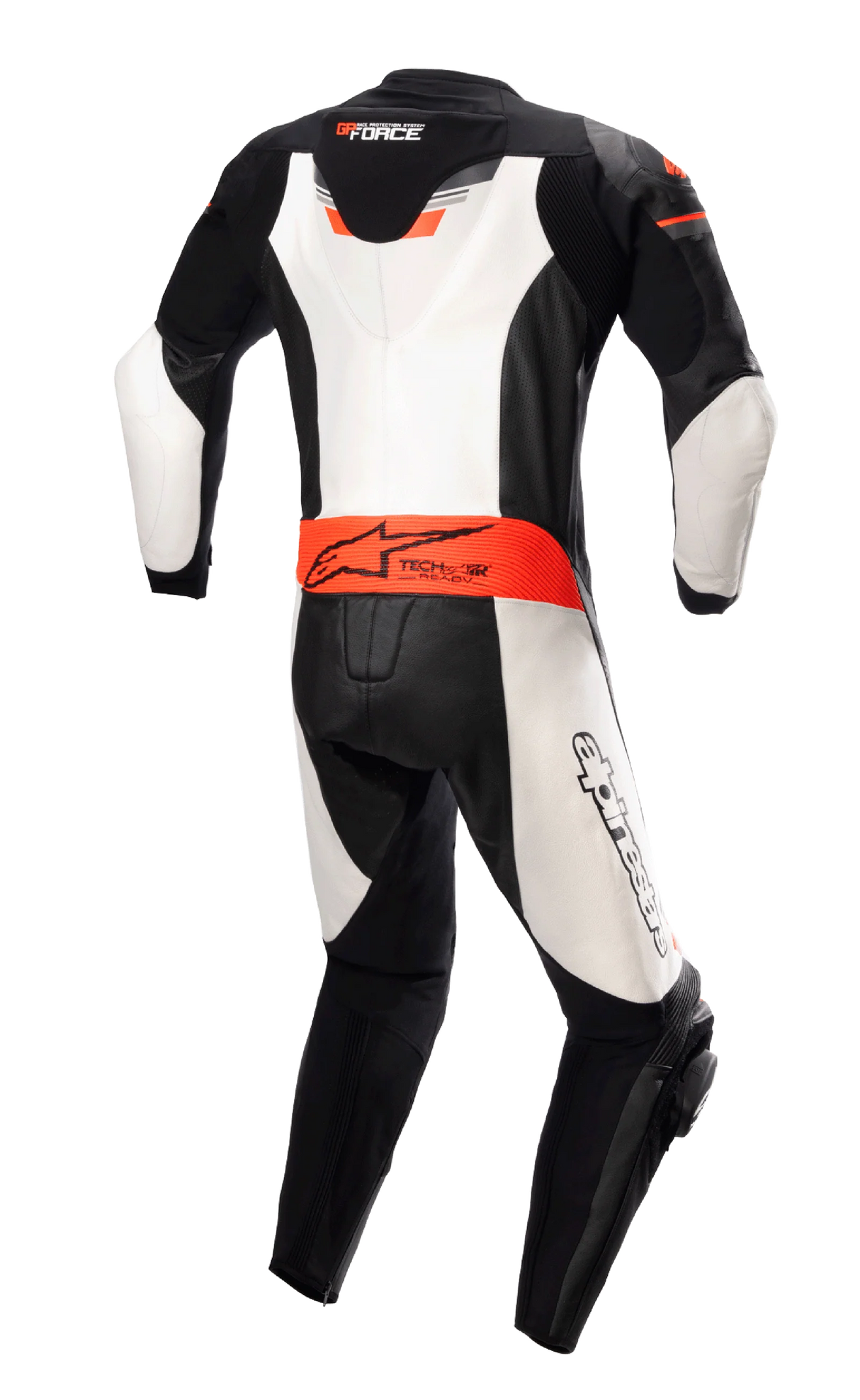 GP Force Chaser Leather 1-Piece Suit - Black White Red Fluo