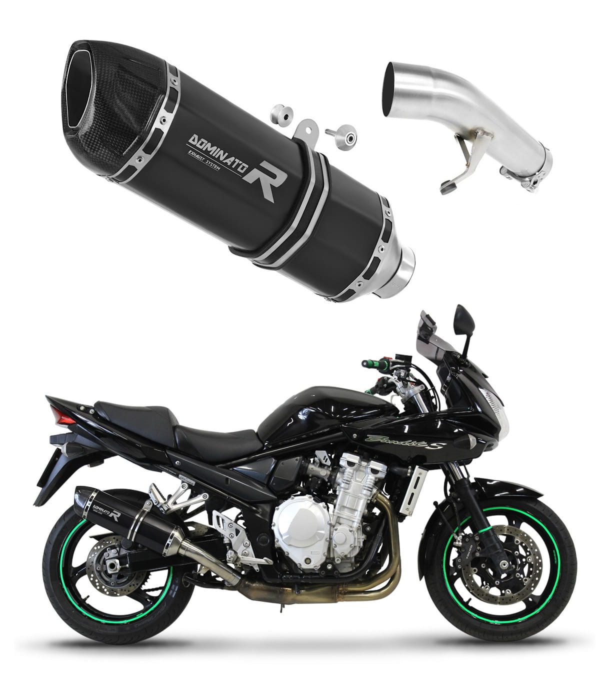 Suzuki GSF 650 BANDIT N / S 2007 - 2016 Exhaust Silencer Muffler HP1 BLACK + dB killer medium 20 m.