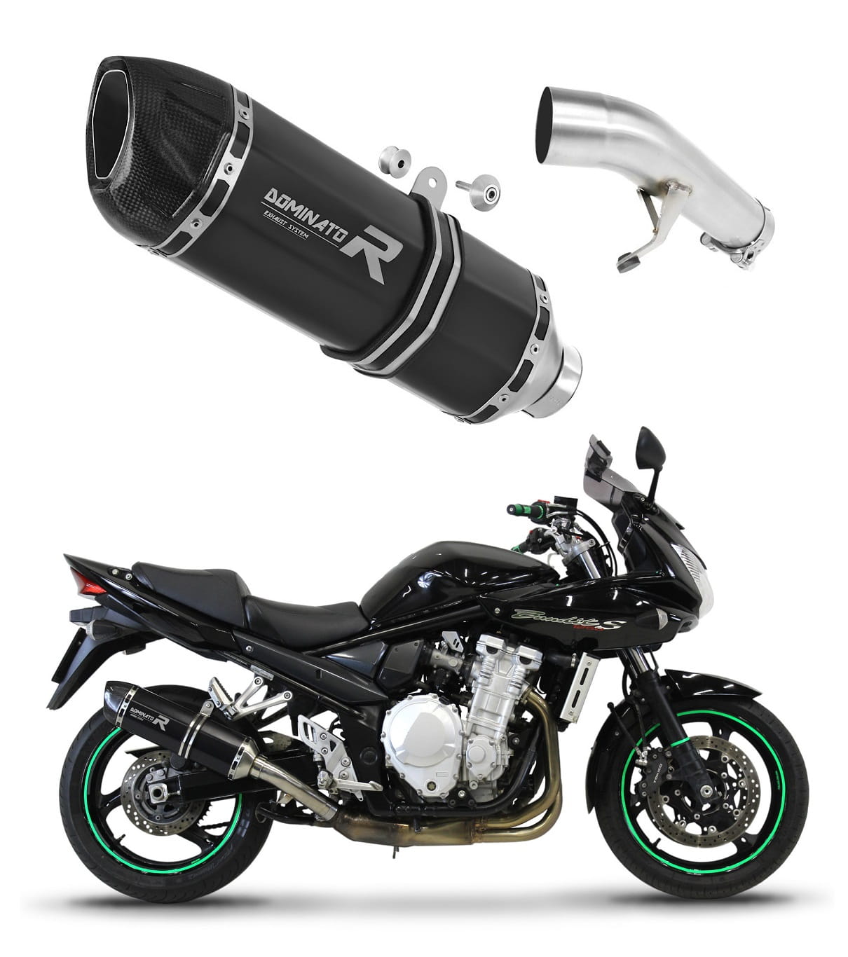 Suzuki GSF 1250 N / S BANDIT 2007 - 2016 Exhaust Silencer Muffler HP1 BLACK + dB killer medium 20 m.