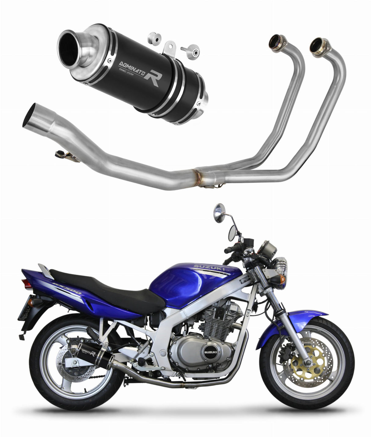 Suzuki GS 500E 1989 - 2009 Full Exhaust System Collector Silencer GP1 BLACK + dB killer medium 19 m.