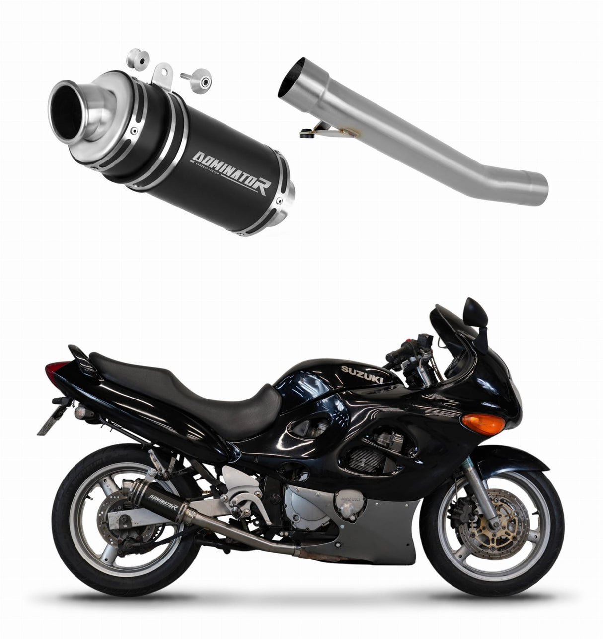 Suzuki GSXF 600 1998 - 2006 Exhaust Silencer Muffler GP1 BLACK + dB killer medium 19 m.
