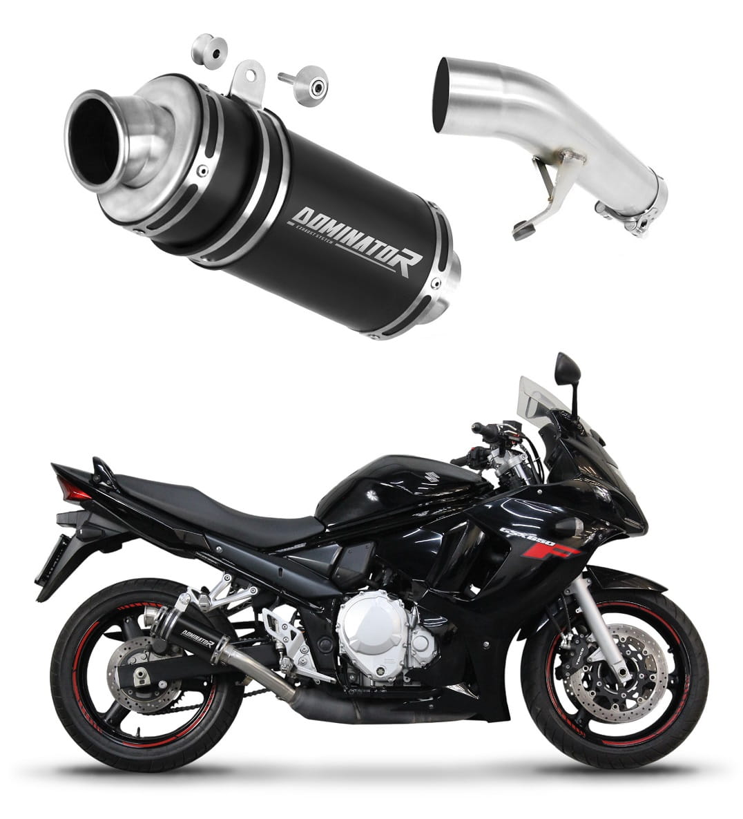 Suzuki GSXF 650 2007 - 2016 Exhaust Silencer Muffler GP1 BLACK + dB killer medium 20 m.