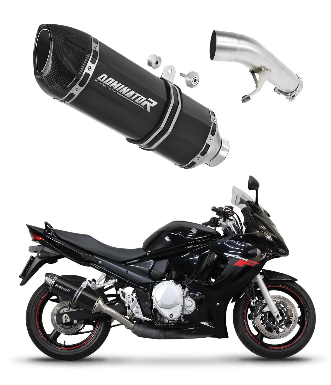 Suzuki GSXF 650 2007 - 2016 Exhaust Silencer Muffler HP1 BLACK + dB killer medium 20 m.