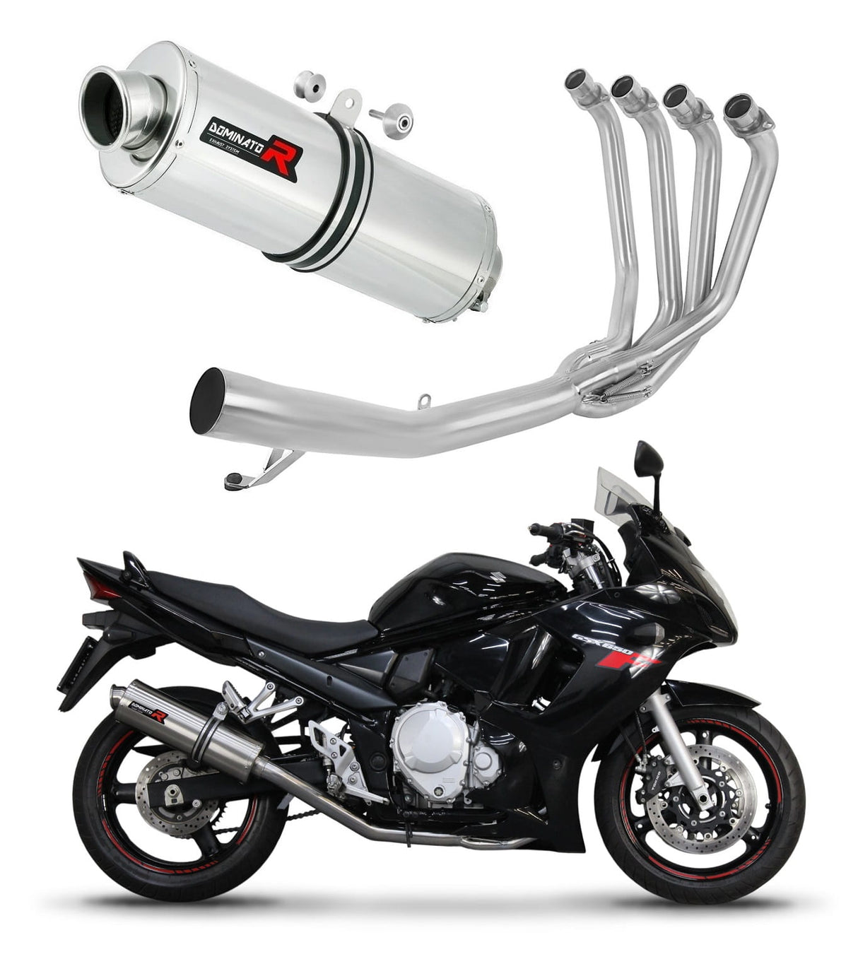 Suzuki GSXF 650 2007 - 2016 Full Exhaust System Collector Silencer OV + dB killer 20 m.