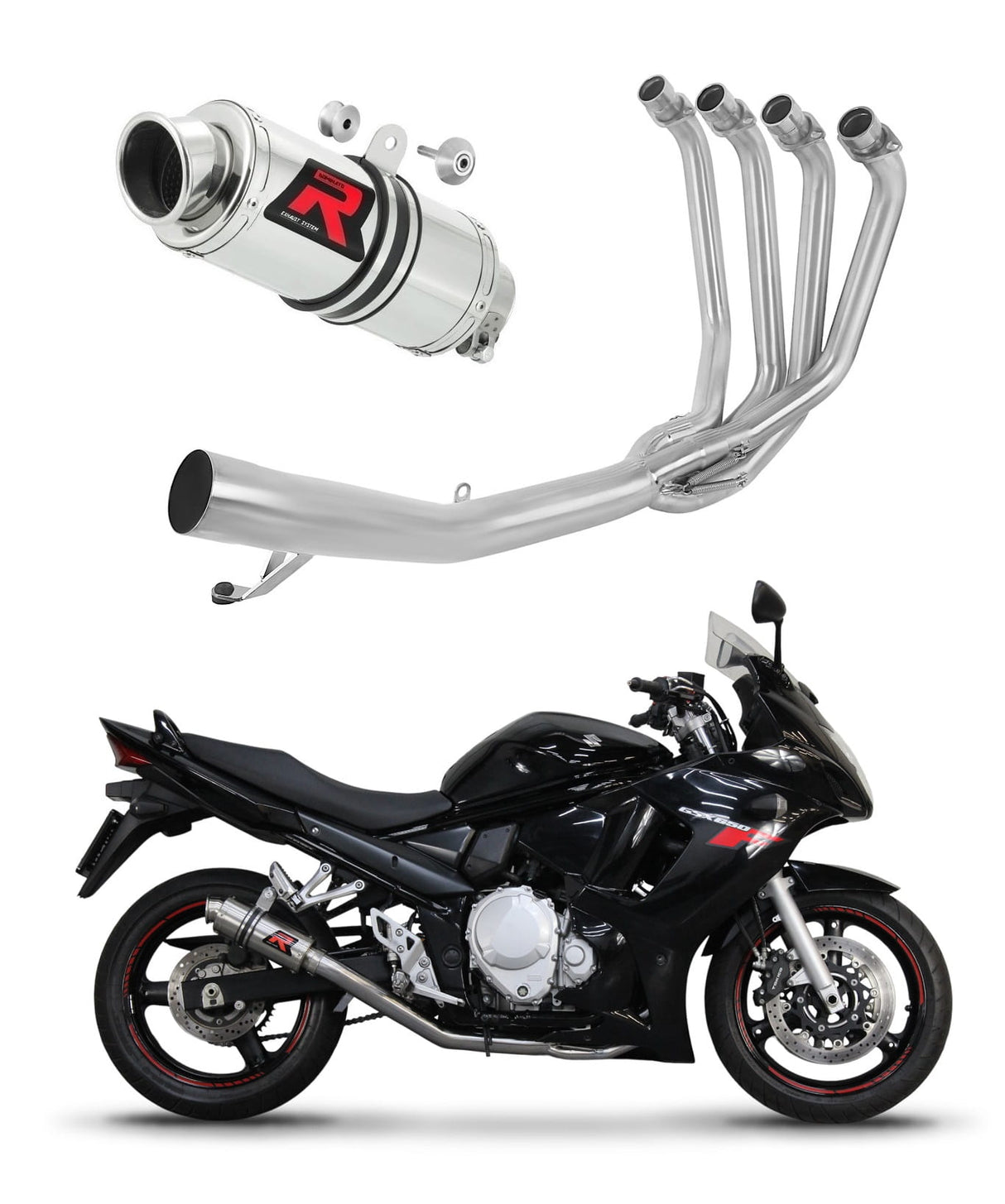 Suzuki GSXF 650 2007 - 2016 Full Exhaust System Collector Silencer GP1 + dB killer 20 m.