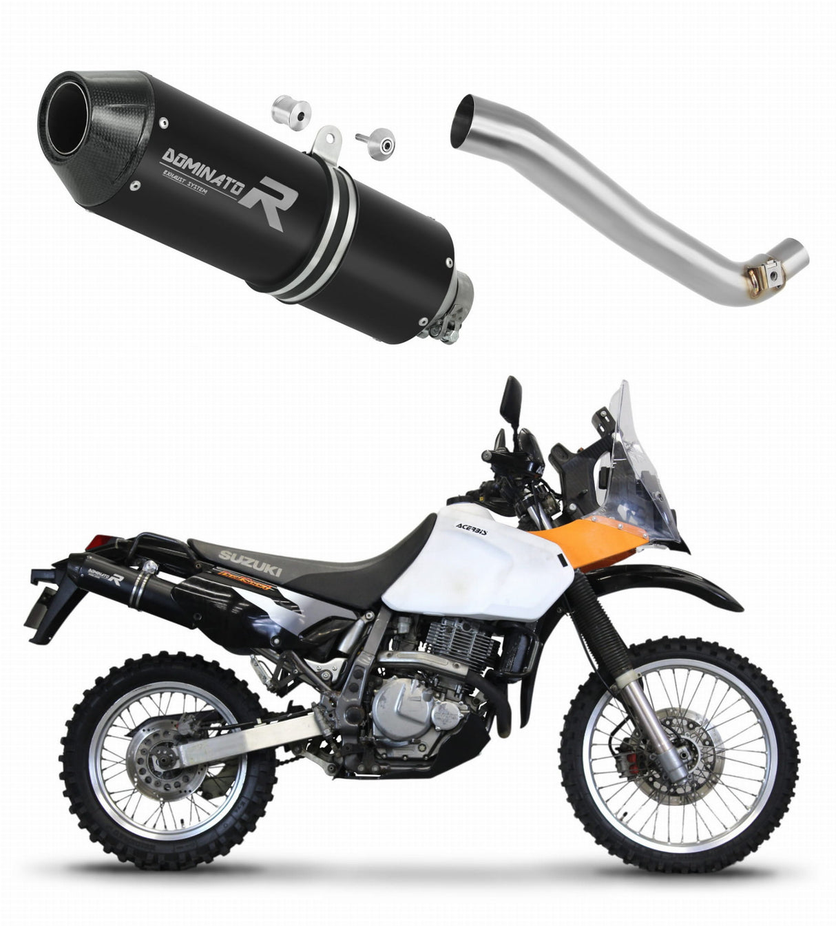 Suzuki DR 650 SE / S 1996 - 2024 Exhaust Silencer Muffler MX2 BLACK + dB killer medium 19 m.
