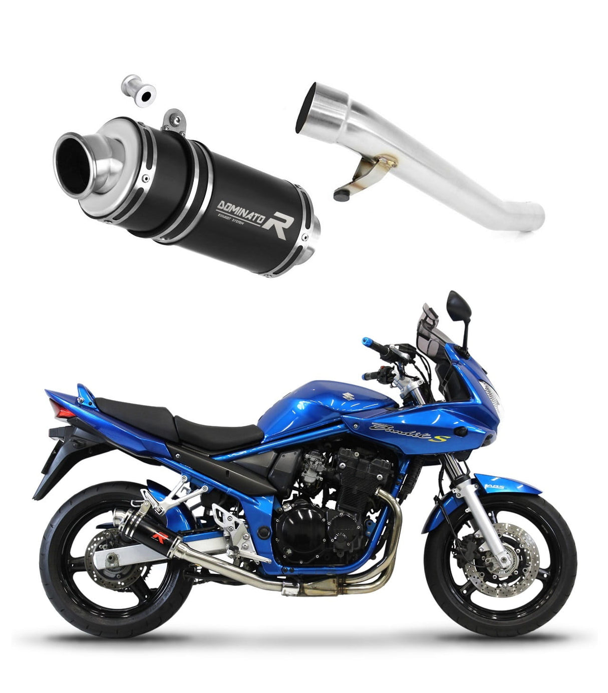 Suzuki GSF 650 BANDIT N / S 2005 - 2006 Exhaust Silencer Muffler GP1 BLACK + dB killer medium 20 m.