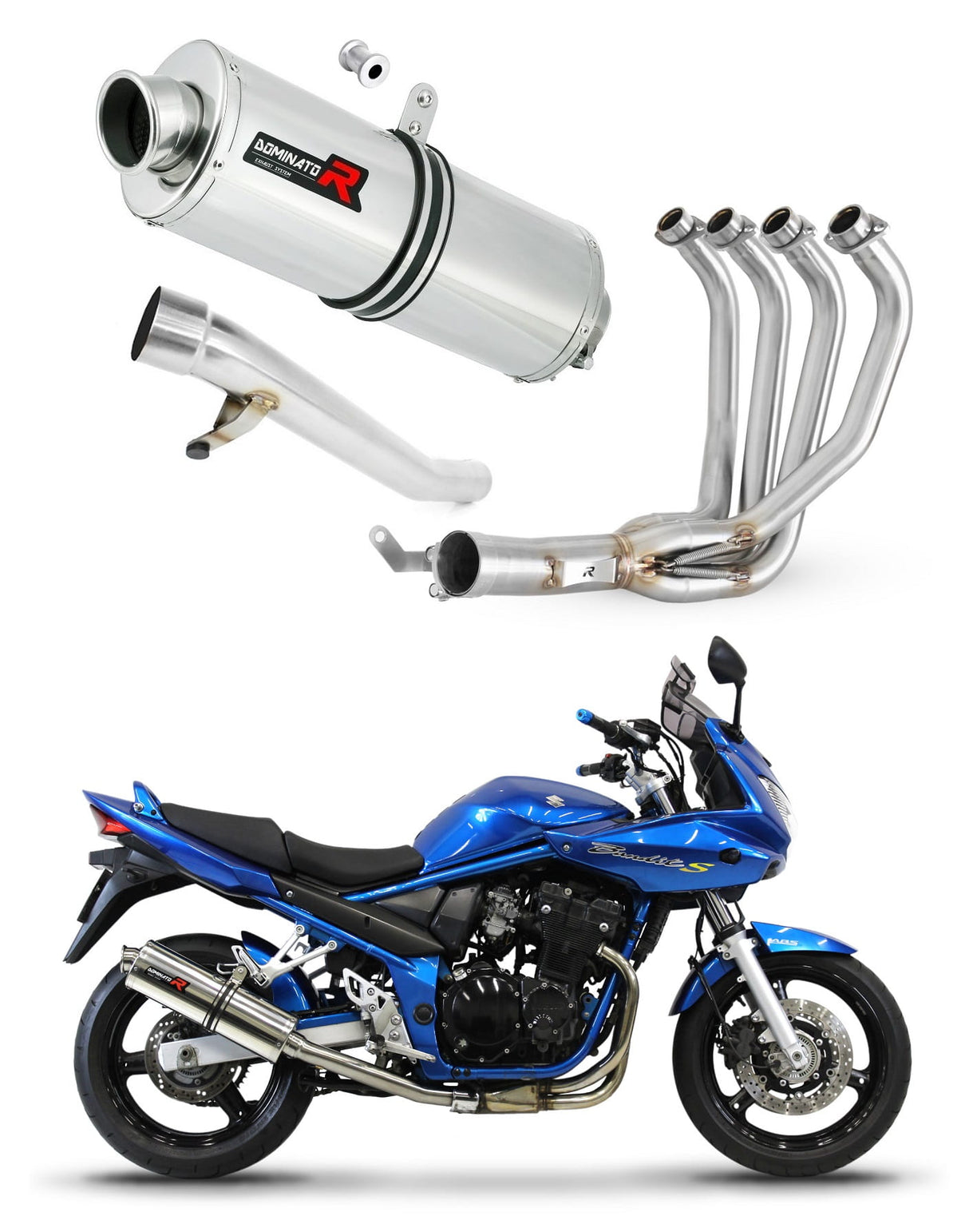 Suzuki GSF 650 BANDIT N / S 2005 - 2006 Full Exhaust System Collector Silencer OV + dB killer medium 20 m.
