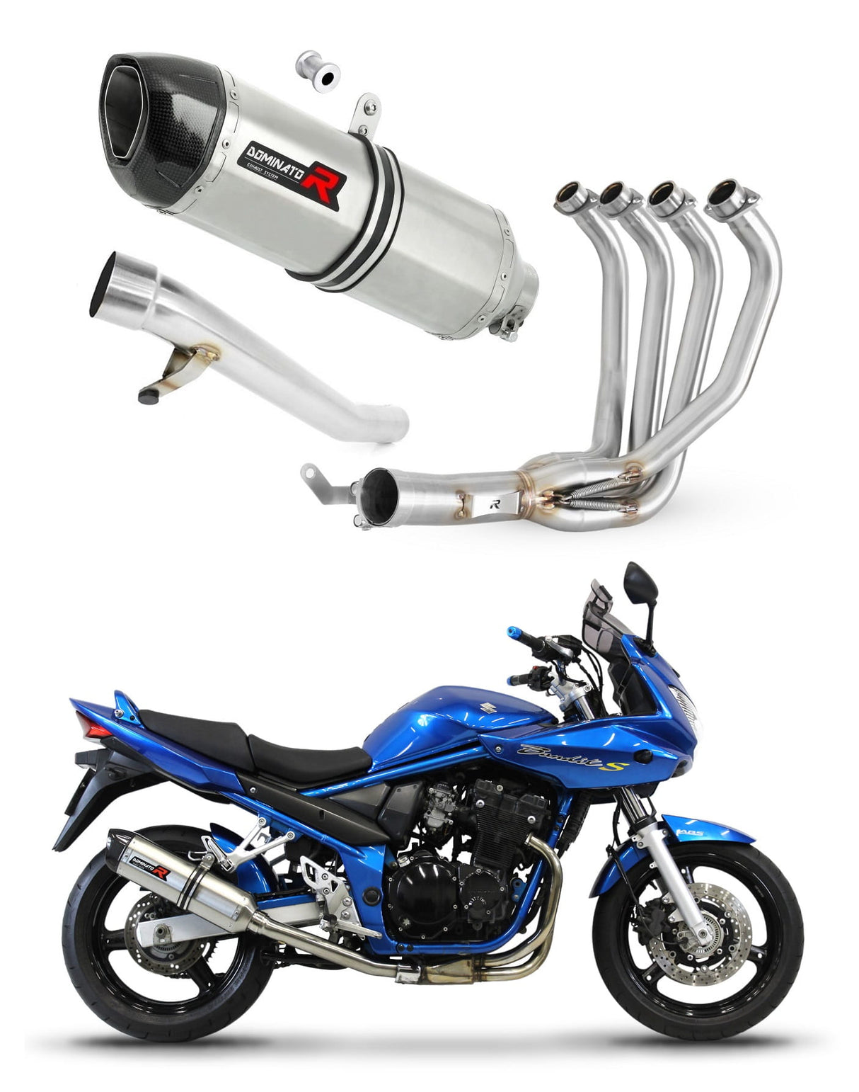 Suzuki GSF 650 BANDIT N / S 2005 - 2006 Full Exhaust System Collector Silencer HP1 + dB killer medium 20 m.