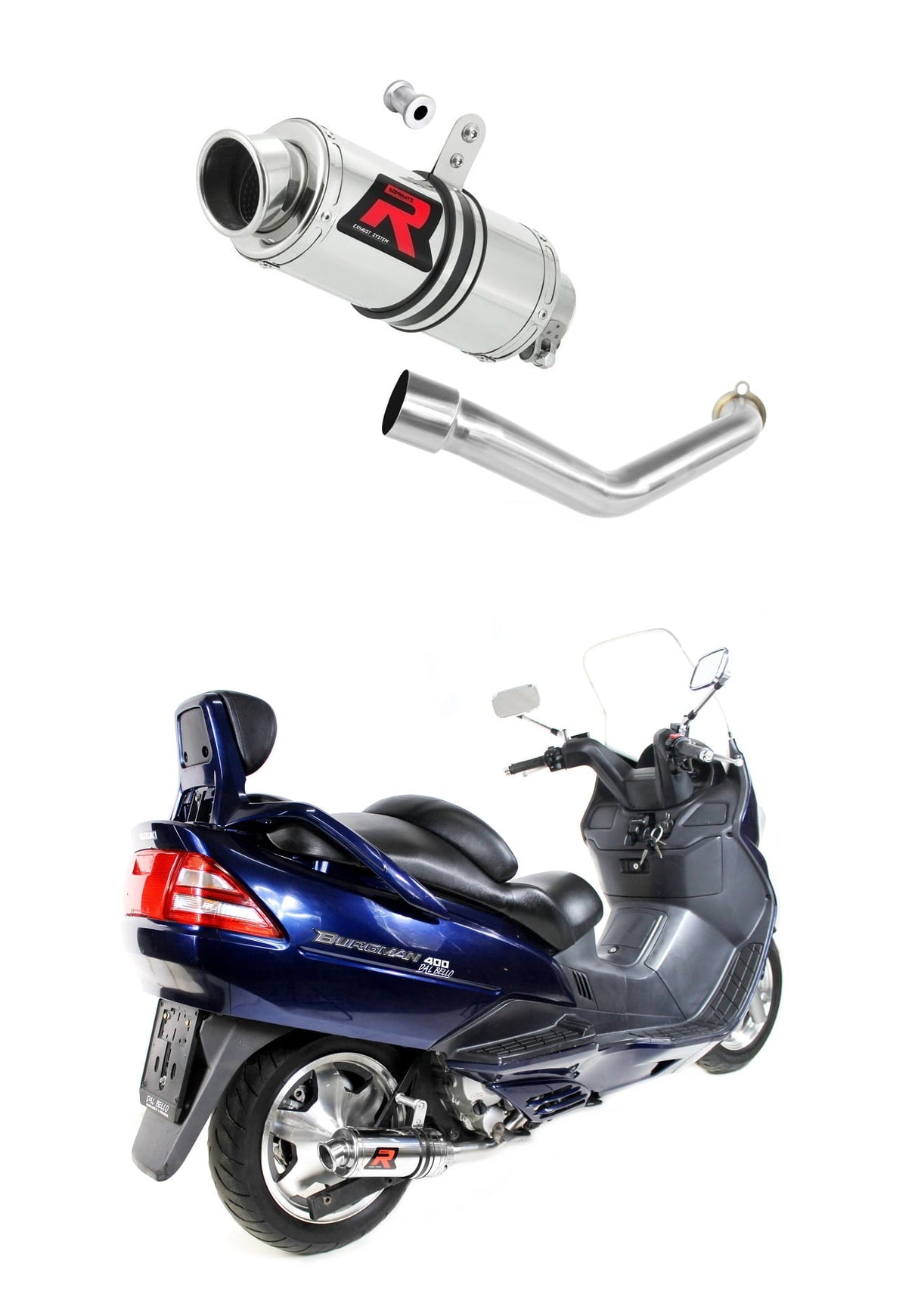 Suzuki BURGMAN 400 1998 - 2002 Exhaust Silencer Muffler GP1 + dB killer medium 19 m.