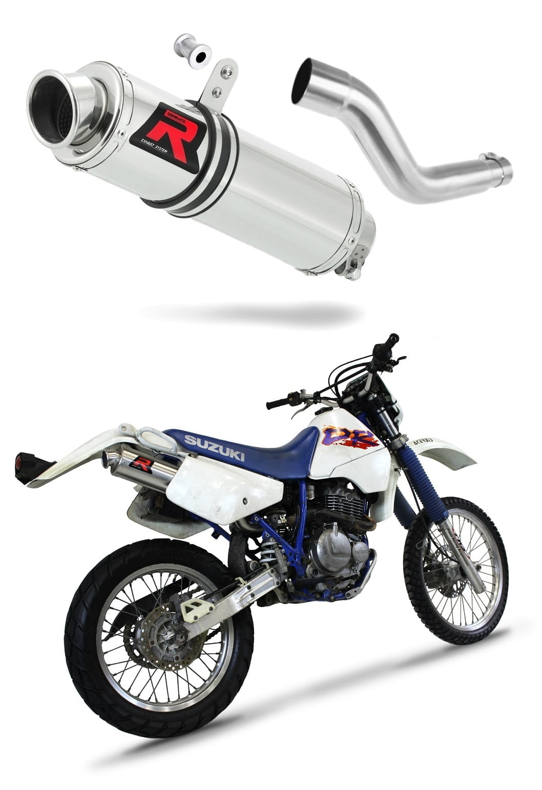 DR 350 Exhaust Silencer ROUND 1990 - 1999 + dB killer 19 m.