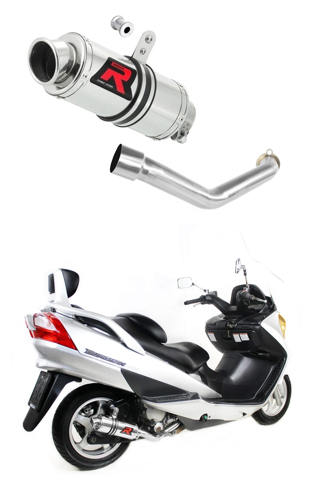 Suzuki BURGMAN 400 2003 - 2006 Exhaust Silencer Muffler GP1 + dB killer medium 20 m.