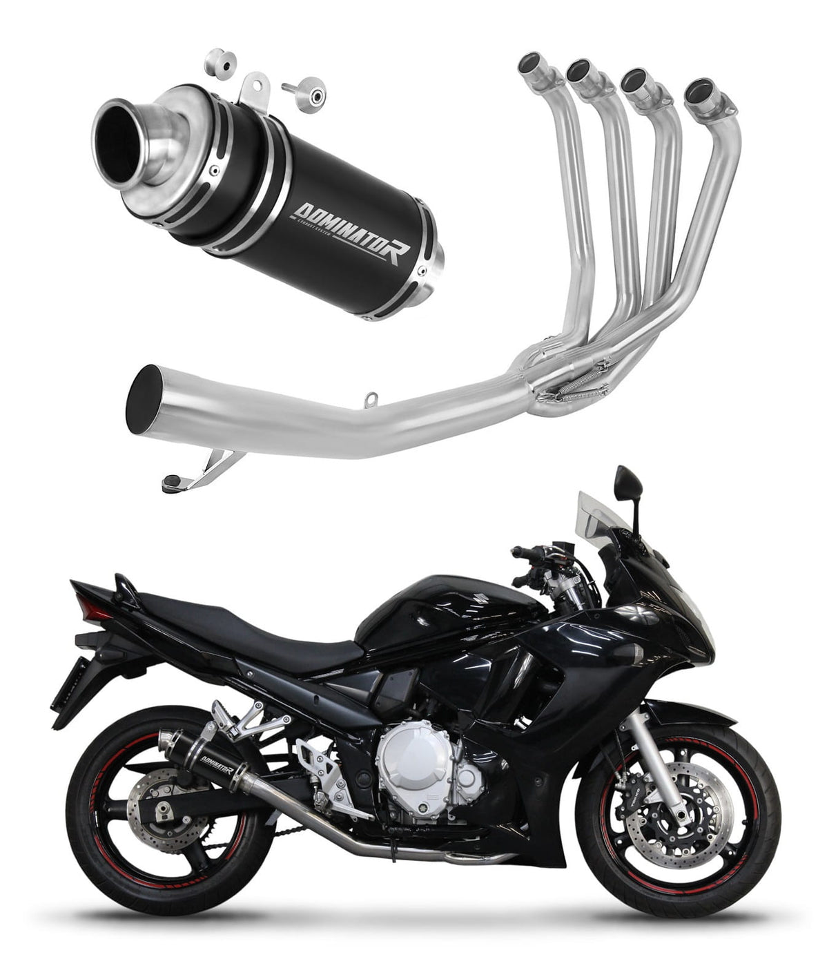 Suzuki GSX 1250 FA 2010 - 2016 Full Exhaust System Collector Silencer GP1 BLACK + dB killer 20 m.
