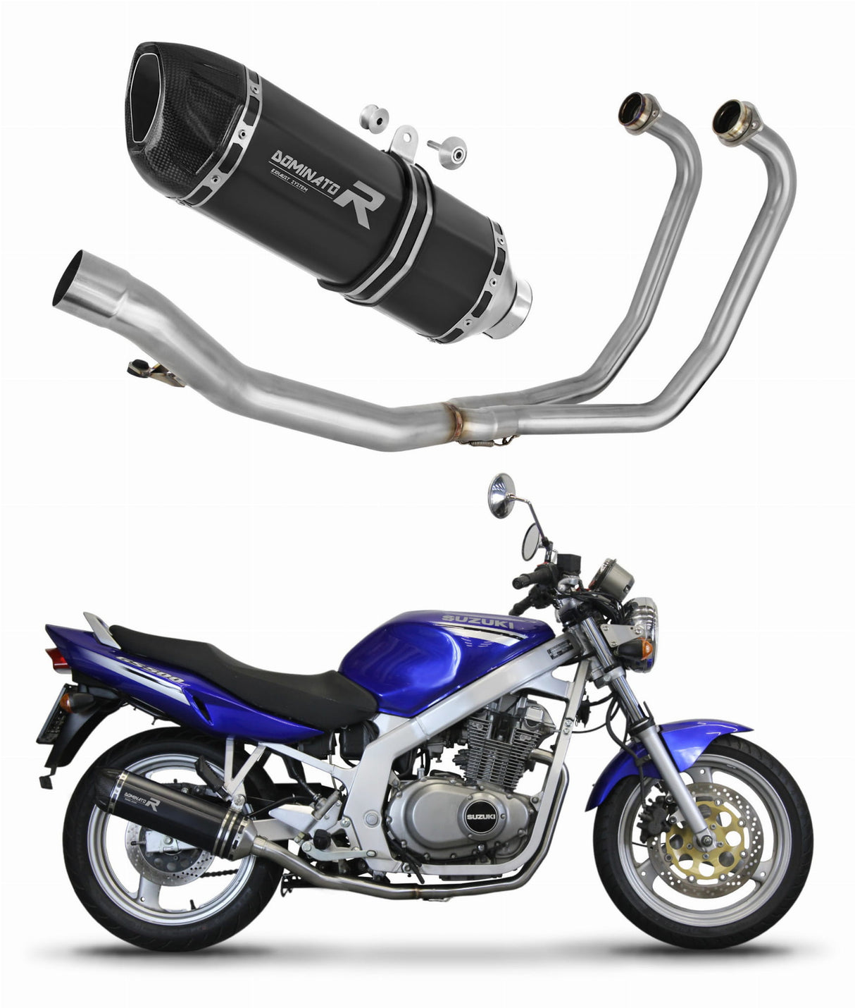 Suzuki GS 500F 2004 - 2014 Full Exhaust System Collector Silencer HP1 BLACK + dB killer medium 20 m.
