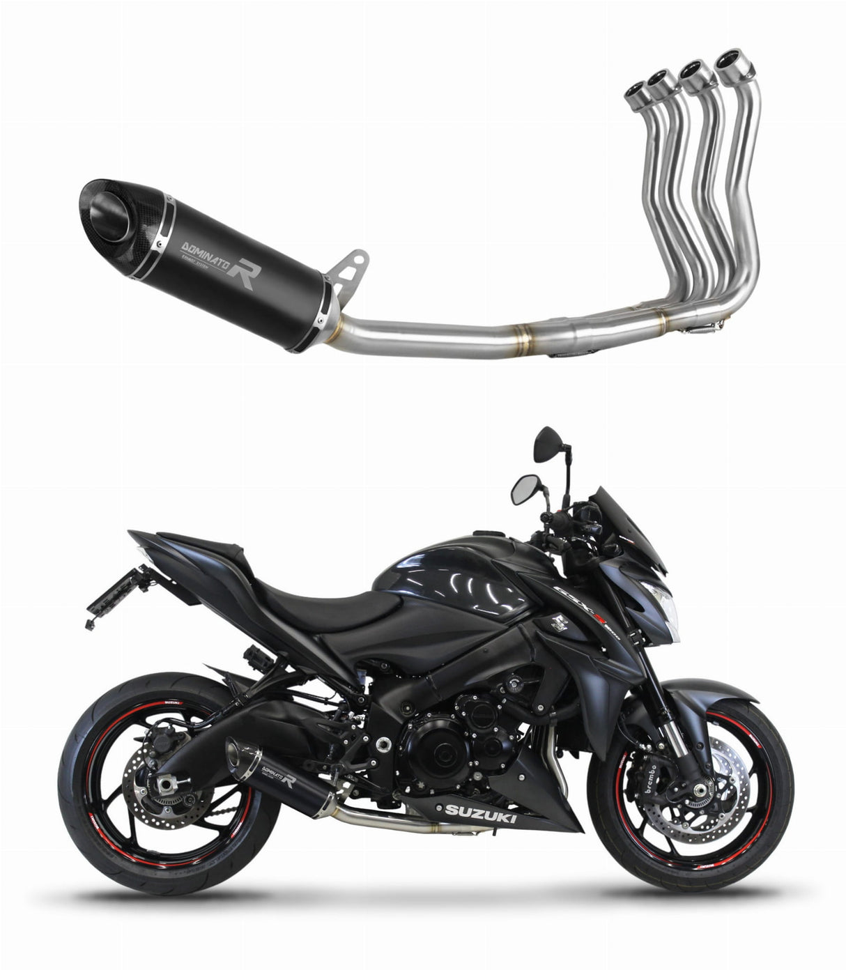 Suzuki GSX-S 1000 / F 2015 - 2020 Low Level Full Exhaust System Collector Silencer HP8 BLACK + dB killer medium 20 m.