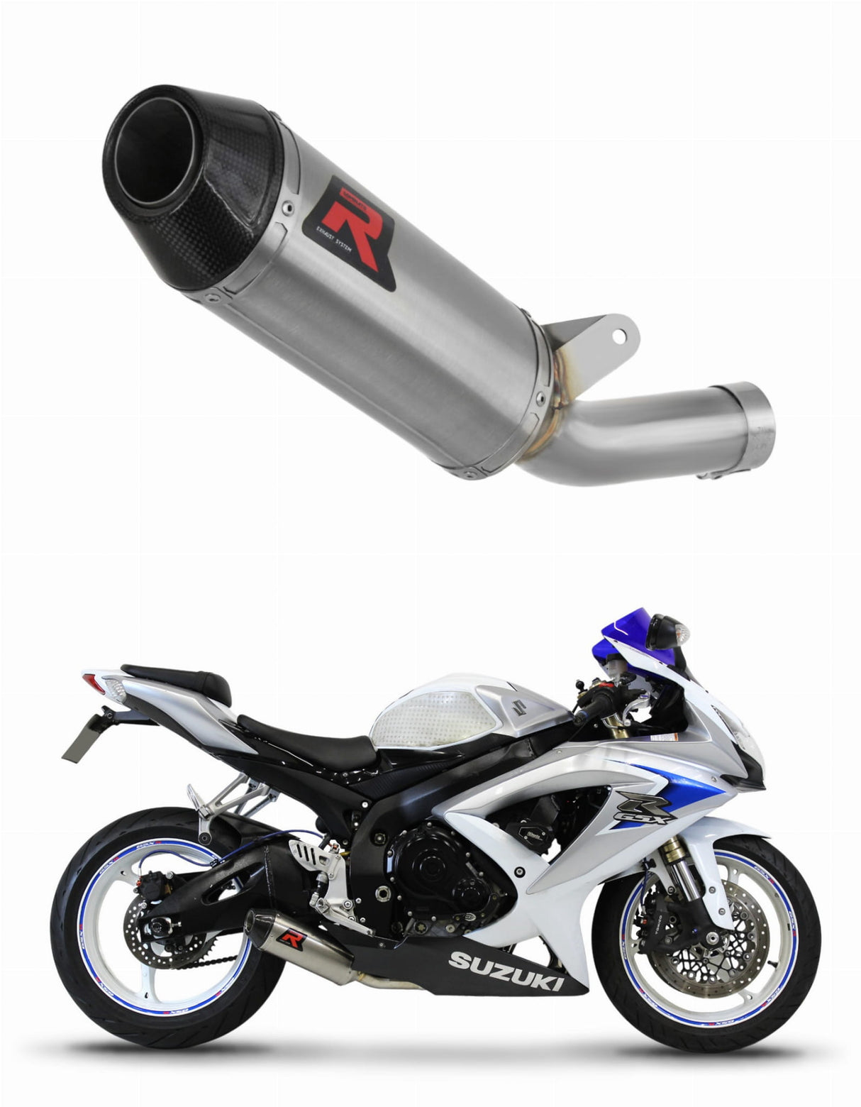 Suzuki GSXR 600 K8 K9 L0 2008 - 2010 Exhaust Silencer Muffler HP3 LOW LEVEL + dB killer medium 20 m.