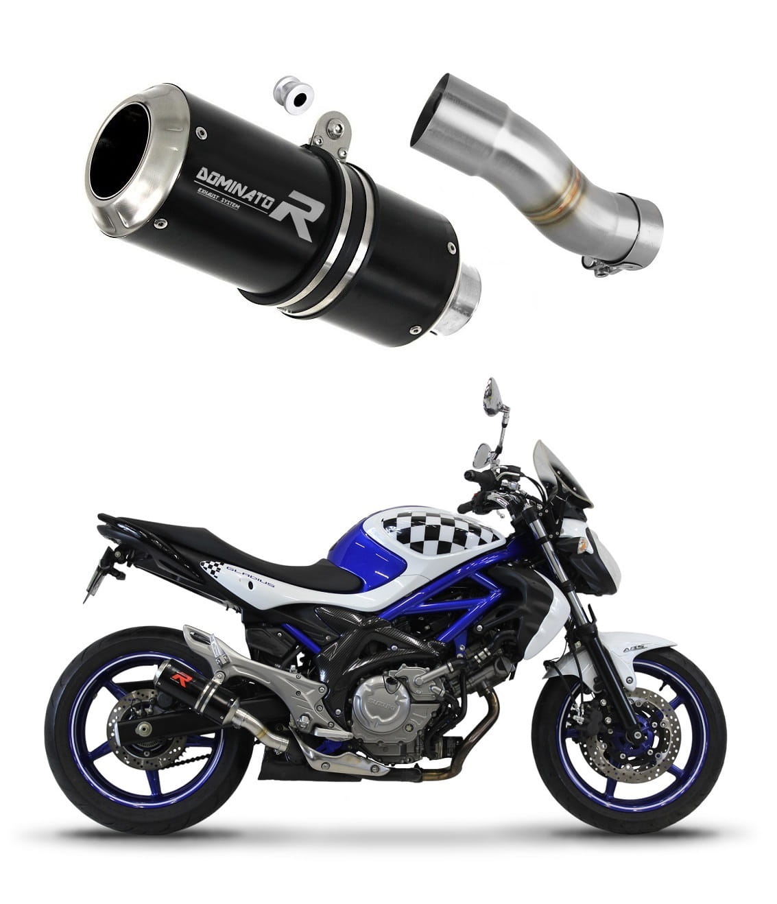 Suzuki SFV 650 GLADIUS 2009 - 2015 Exhaust Silencer Muffler GP BLACK + dB killer medium 20 m.