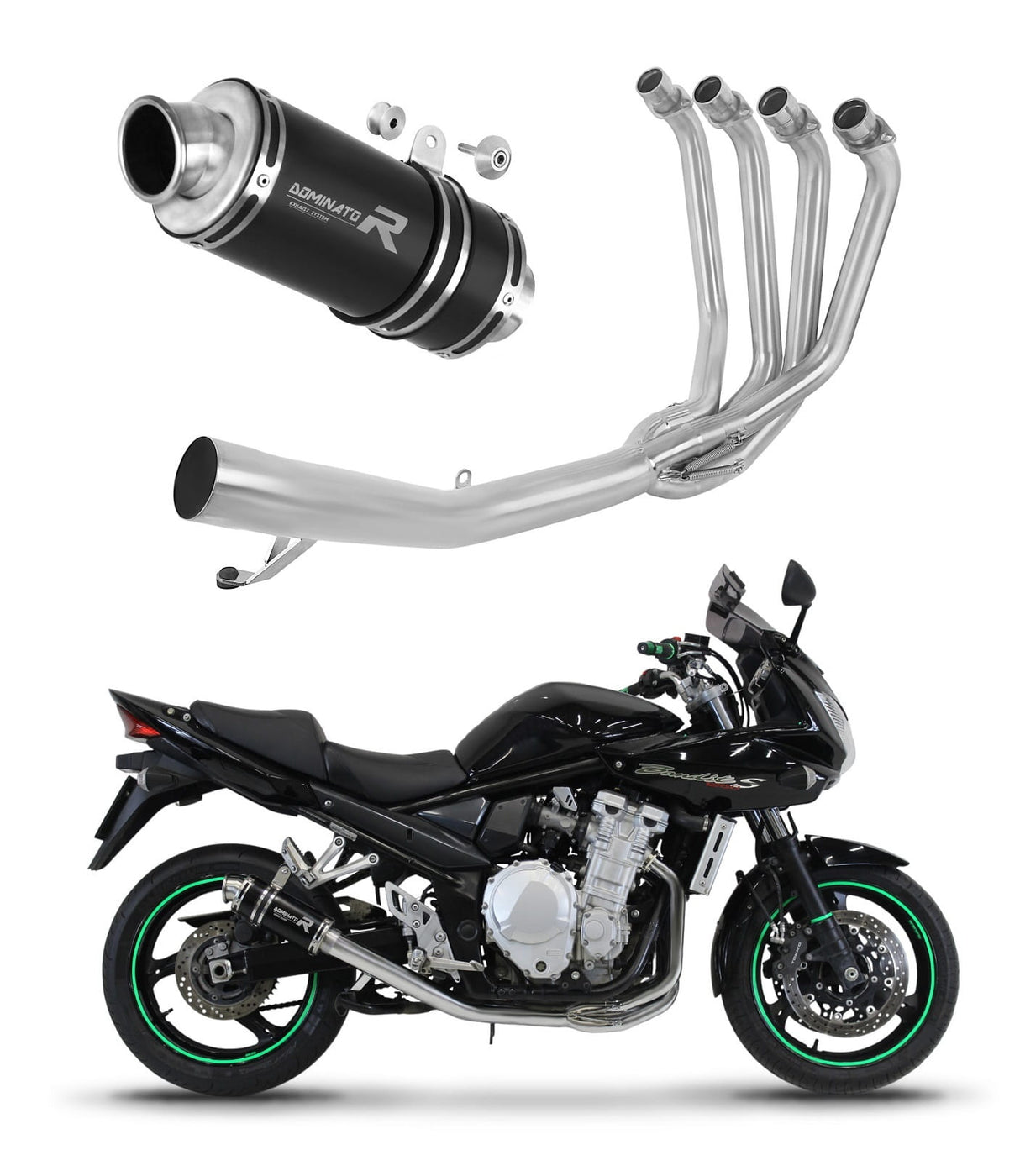 Suzuki GSF 1250 N / S BANDIT 2007 - 2016 Full Exhaust System Collector Silencer GP1 BLACK + dB killer medium 20 m.